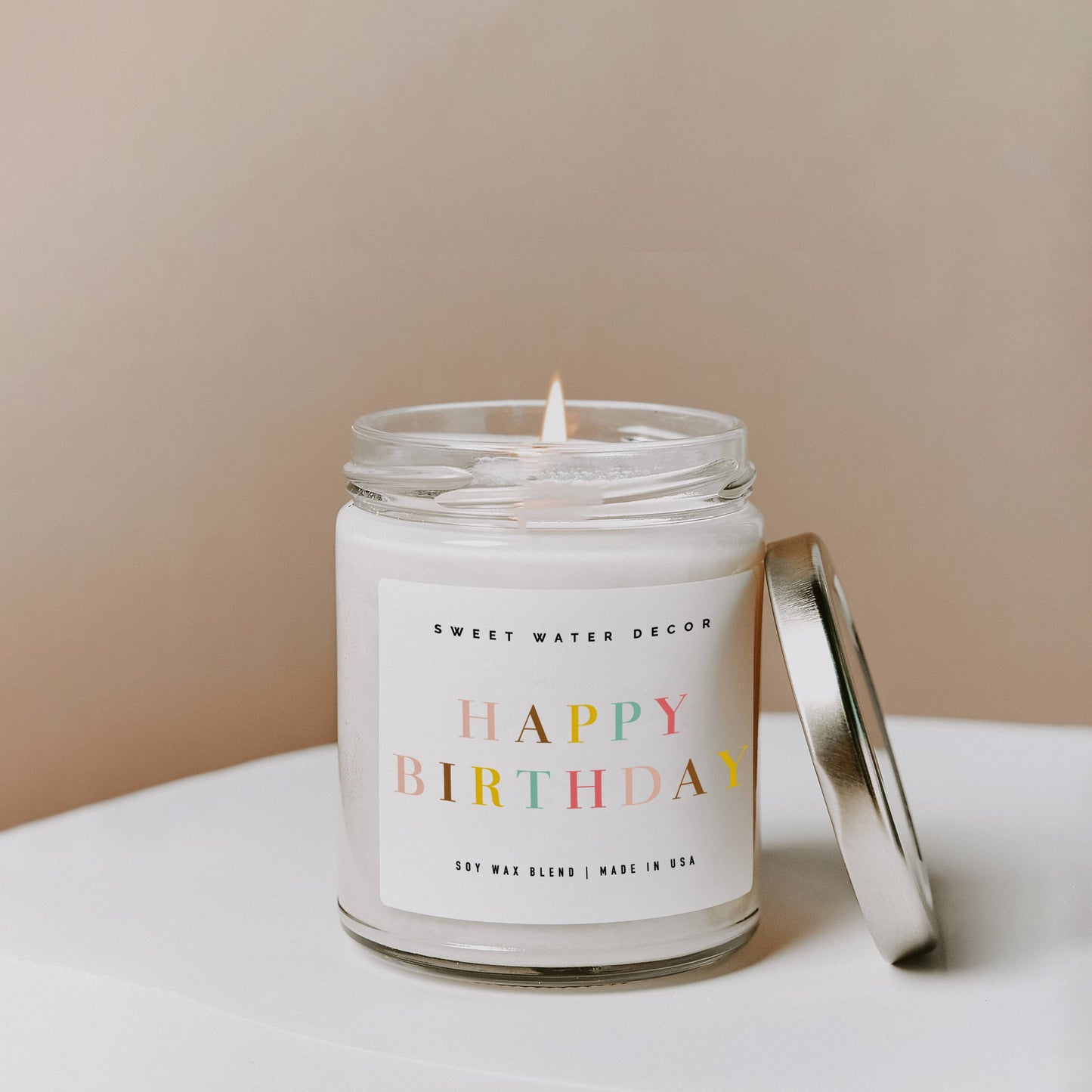 Happy Birthday Soy Candle - Clear Jar - 9 oz