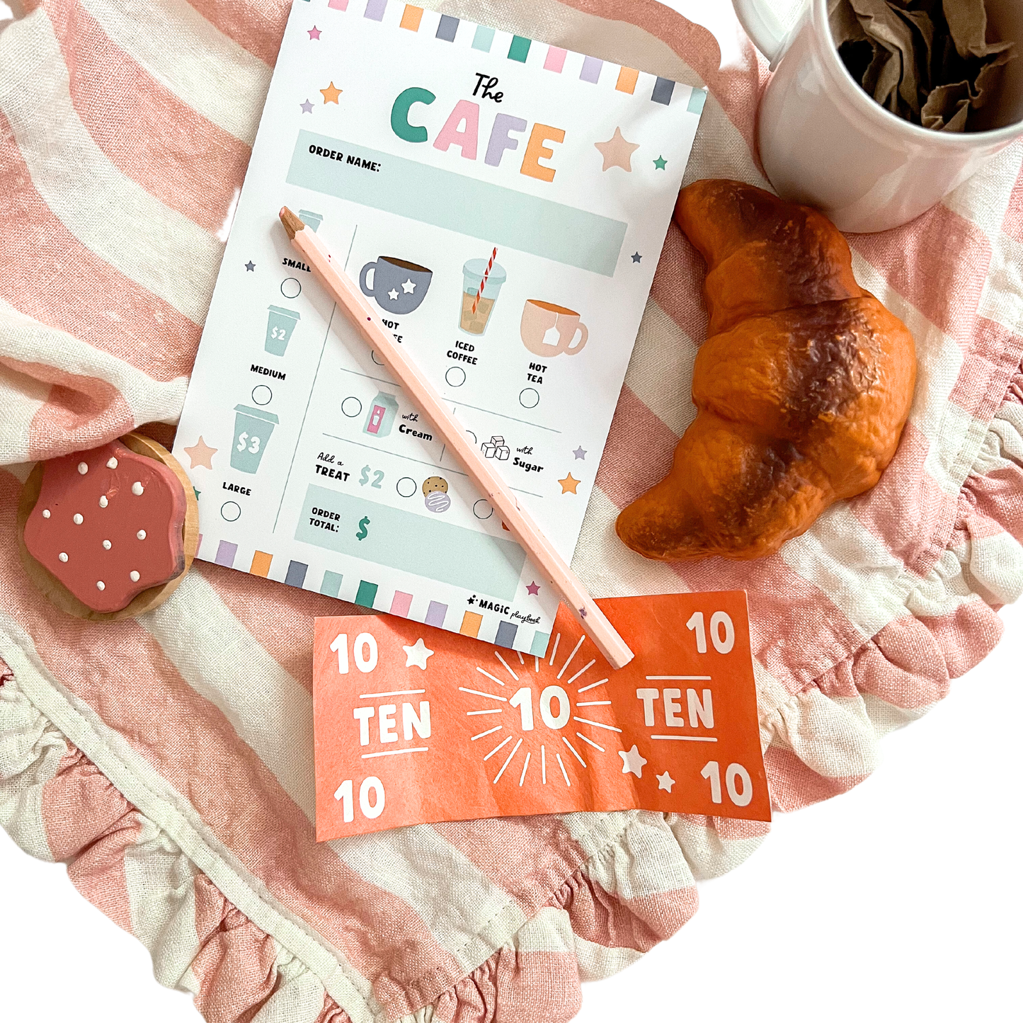 Cafe Pretend Play Notepad -Kids Role-Play Restaurant & Order