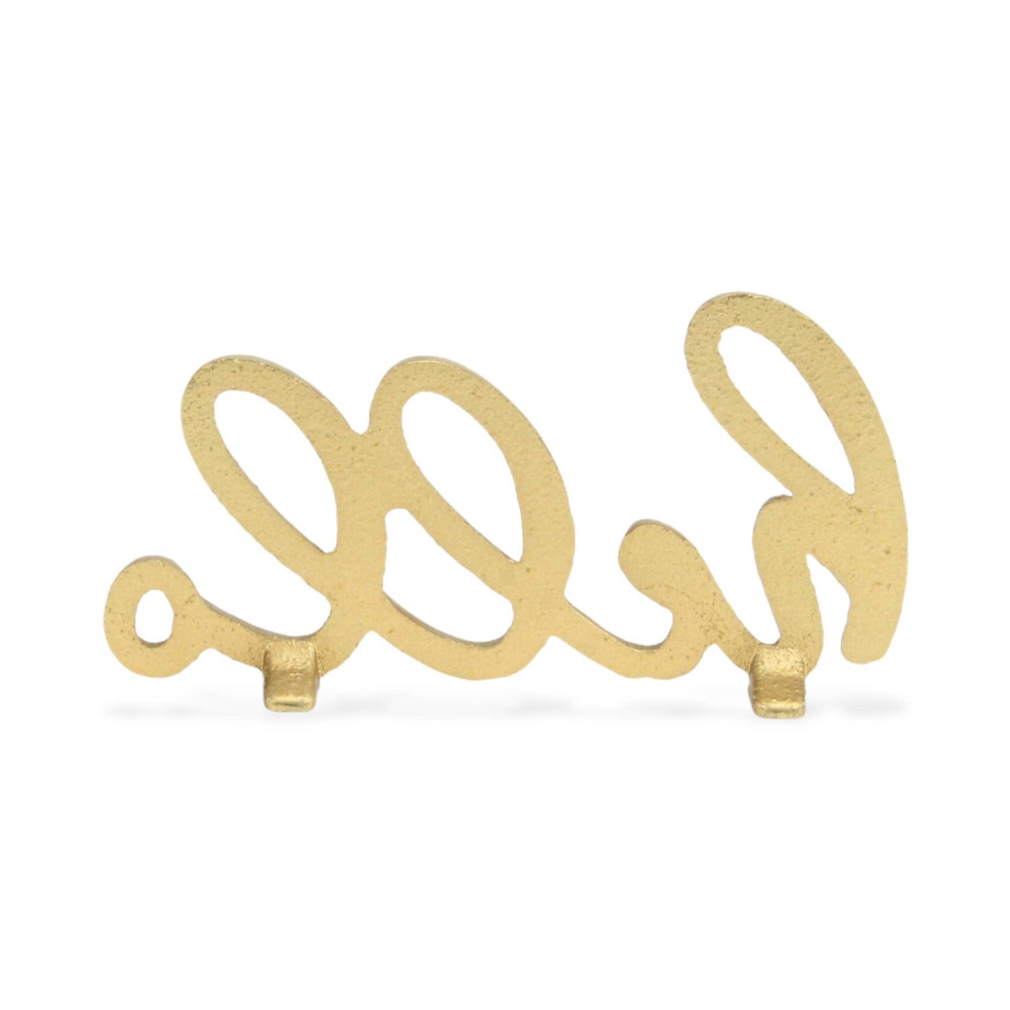 Roven Gold Cast Iron Calligraphic Hello Table Decor
