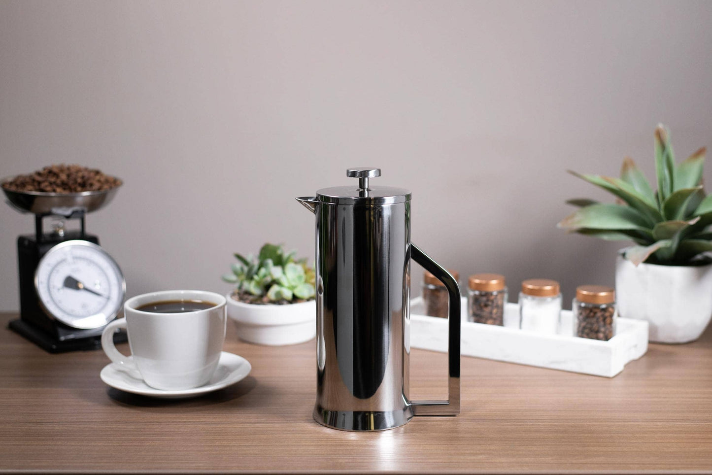 French Press Coffee Maker Double Wall Stainless Steel 1L: Black