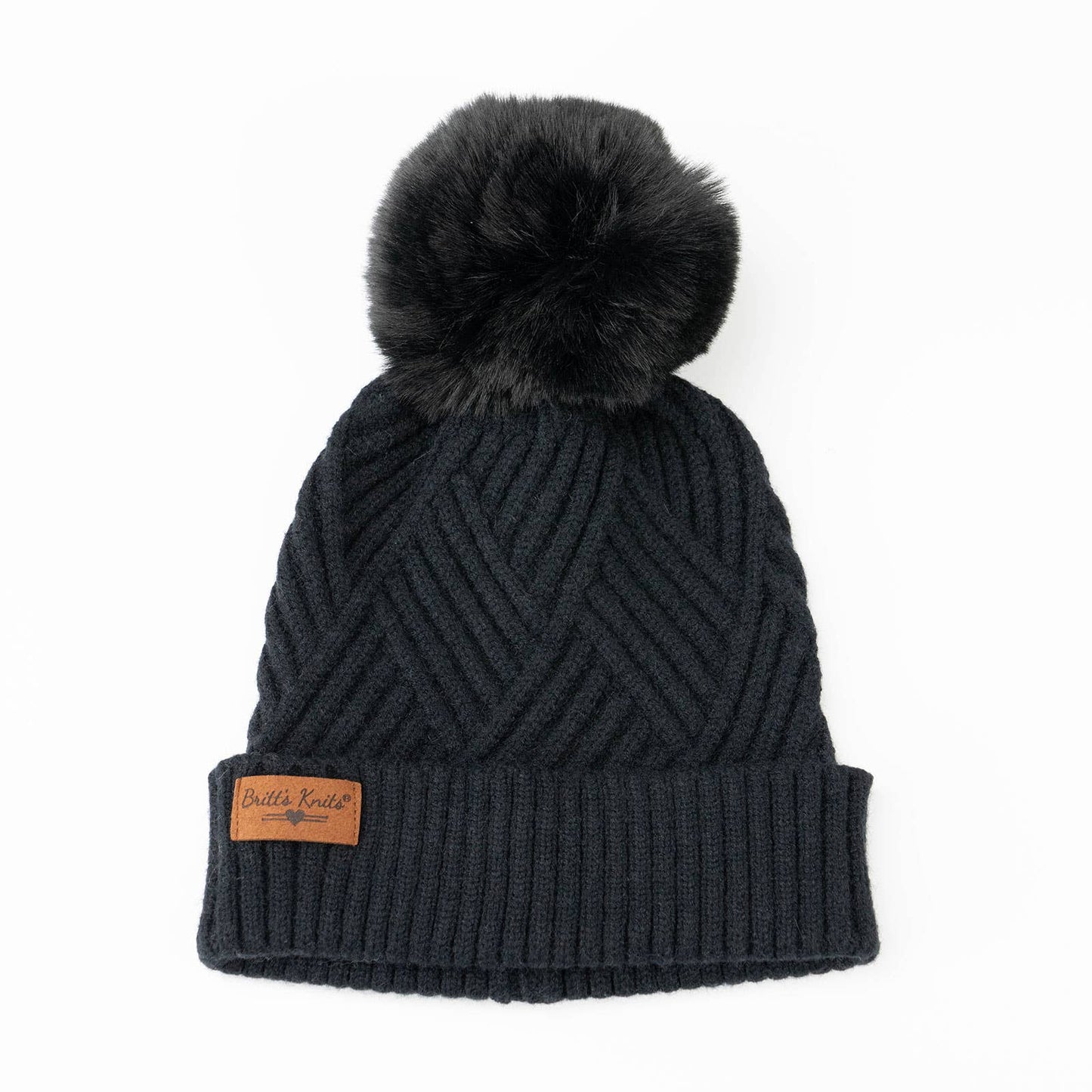 Britt's Knits Super Poof Pom Hat Open Stock: Grey