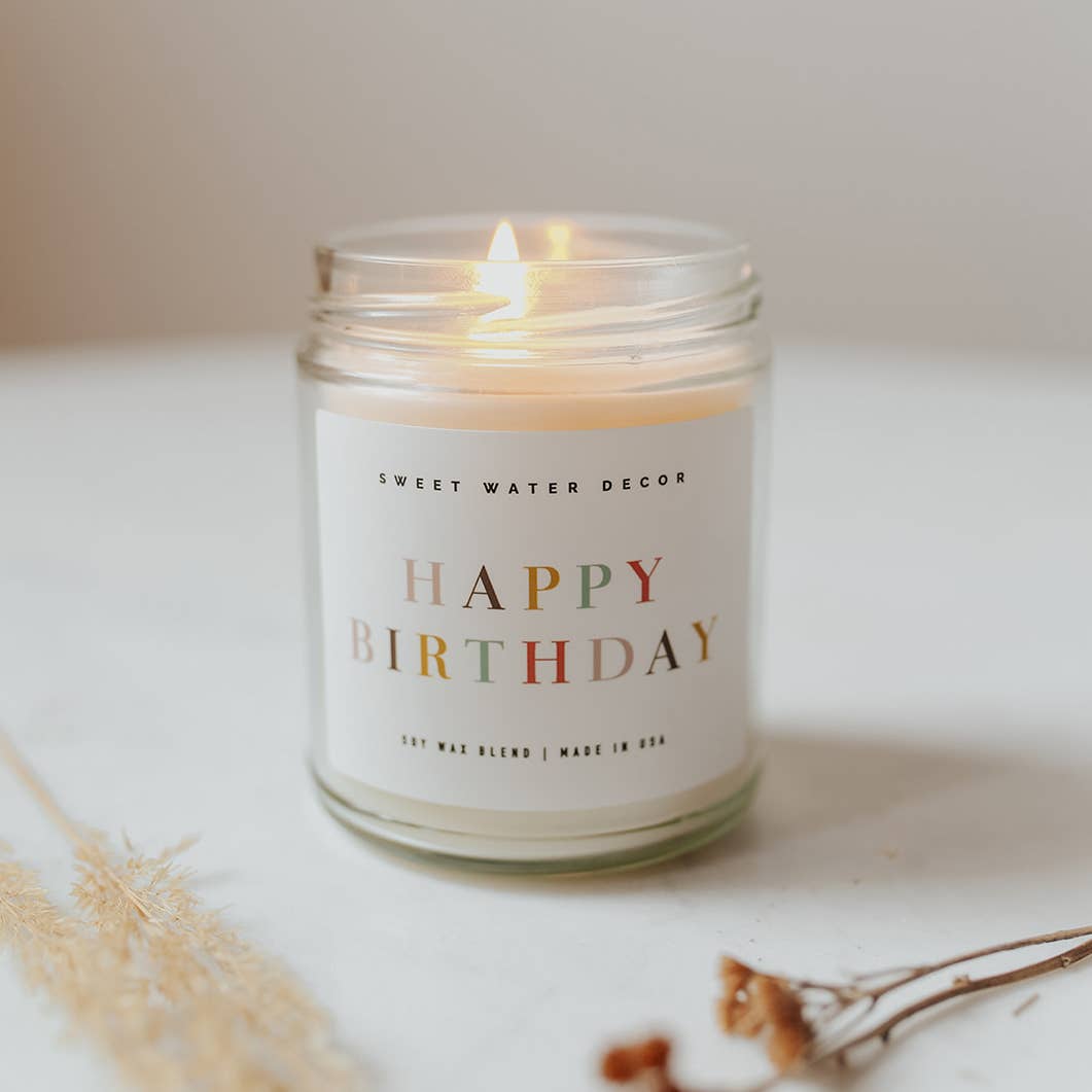 Happy Birthday Soy Candle - Clear Jar - 9 oz