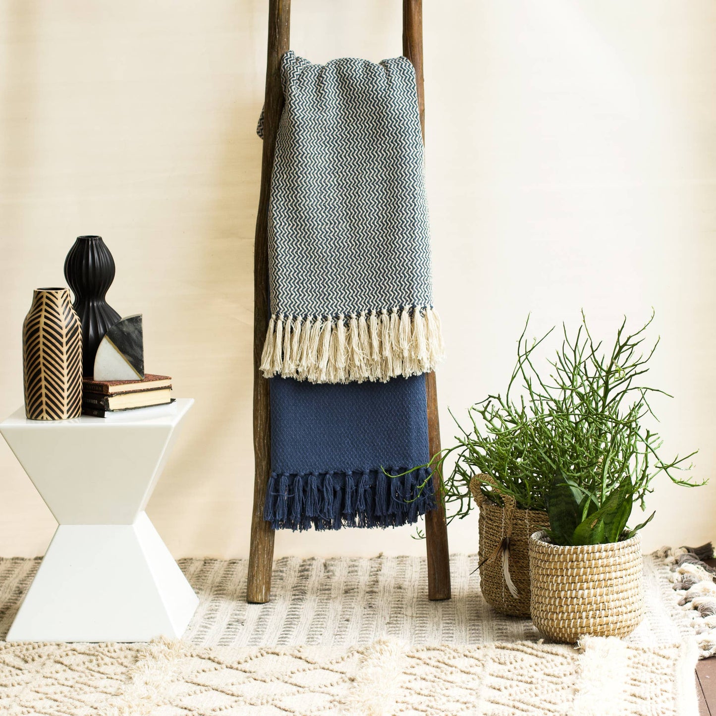 Chevron Throw | Two Piece Set SUMMER  SALE: Denim Blue