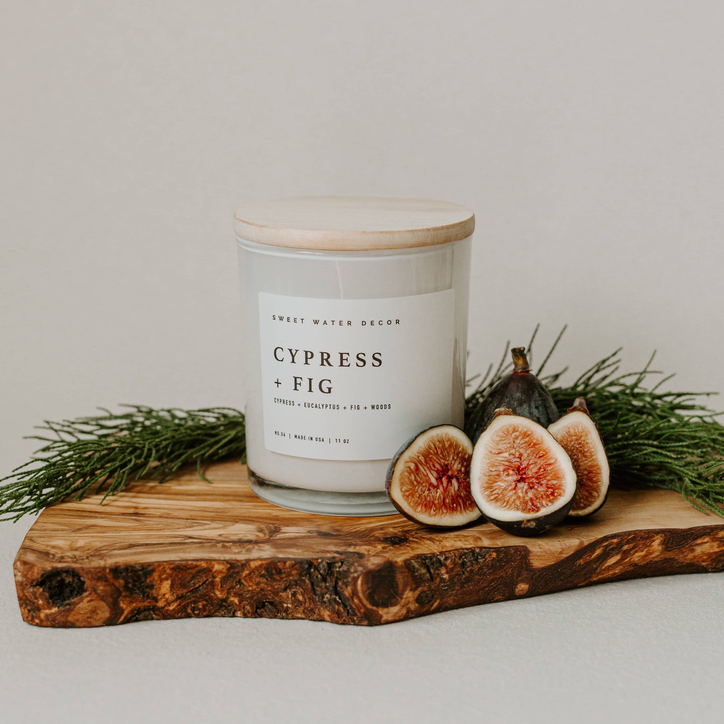 Cypress and Fig Soy Candle - White Jar - 11 oz