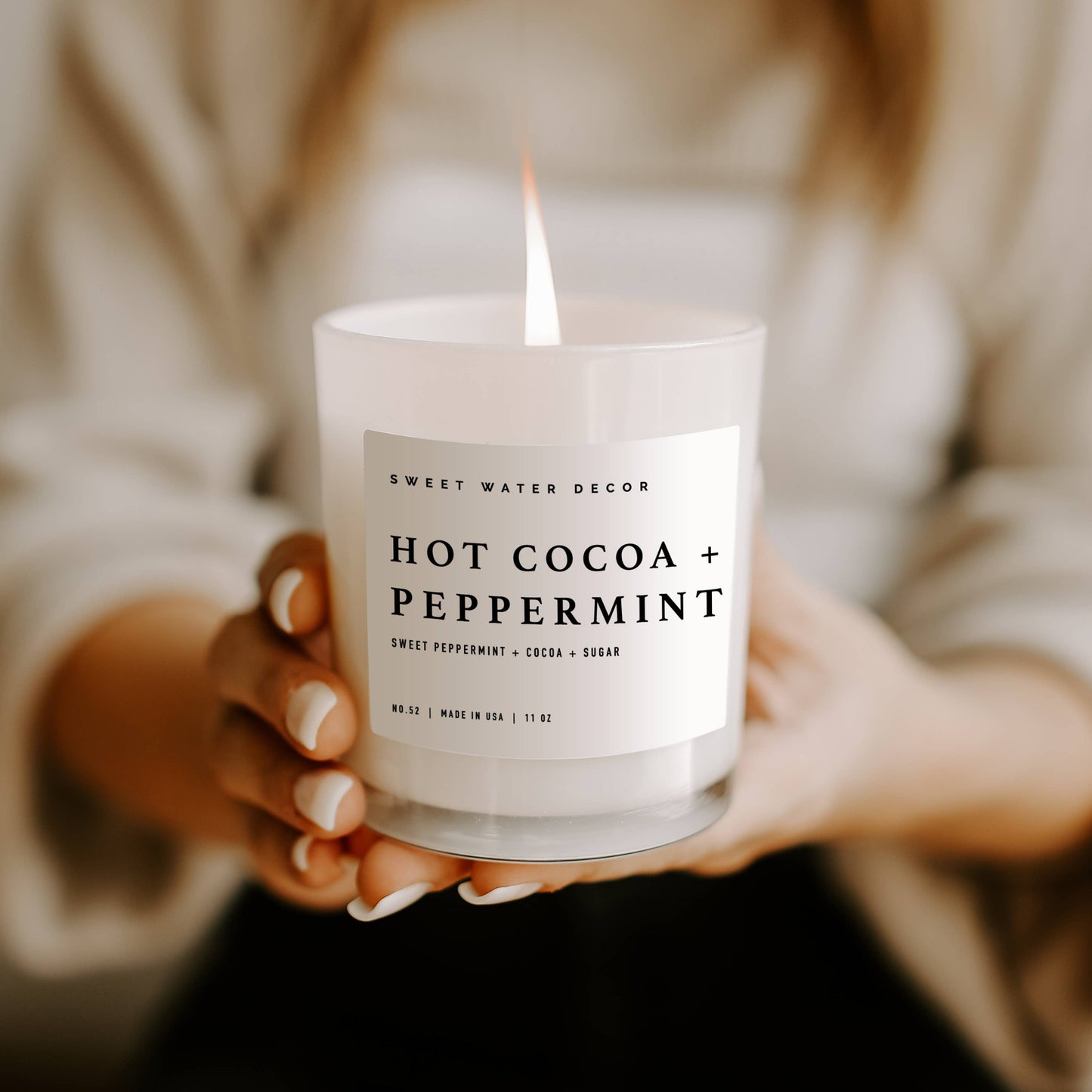 Hot Cocoa and Peppermint 11 oz Soy Candle - Holiday Decor