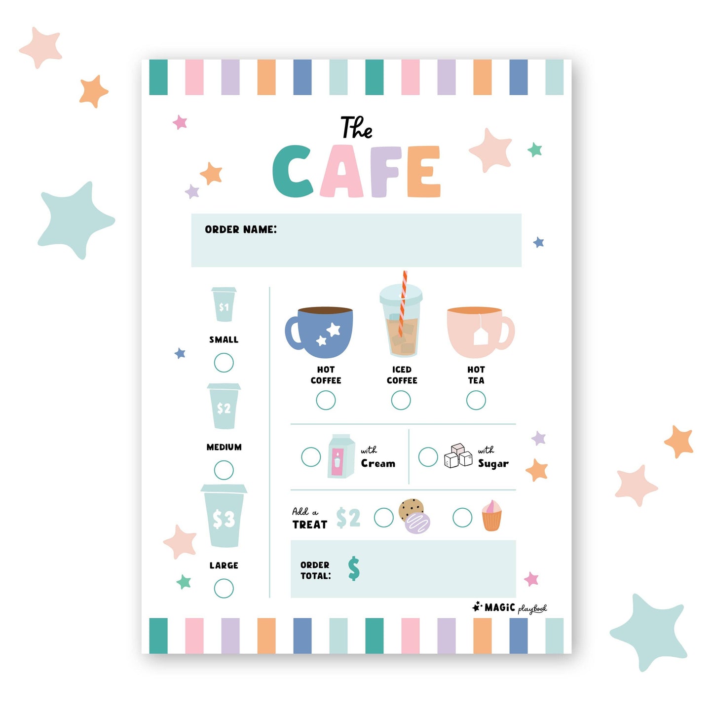 Cafe Pretend Play Notepad -Kids Role-Play Restaurant & Order