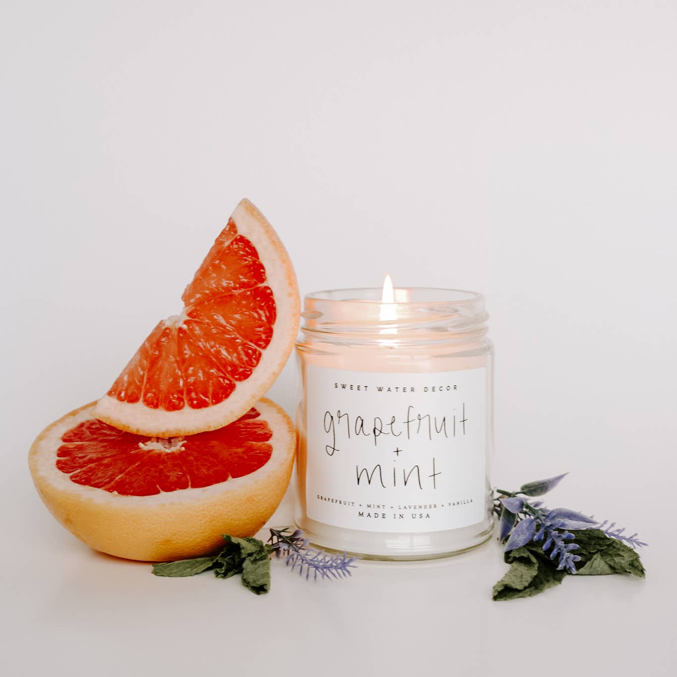 Grapefruit and Mint Soy Candle - Clear Jar - 9 oz