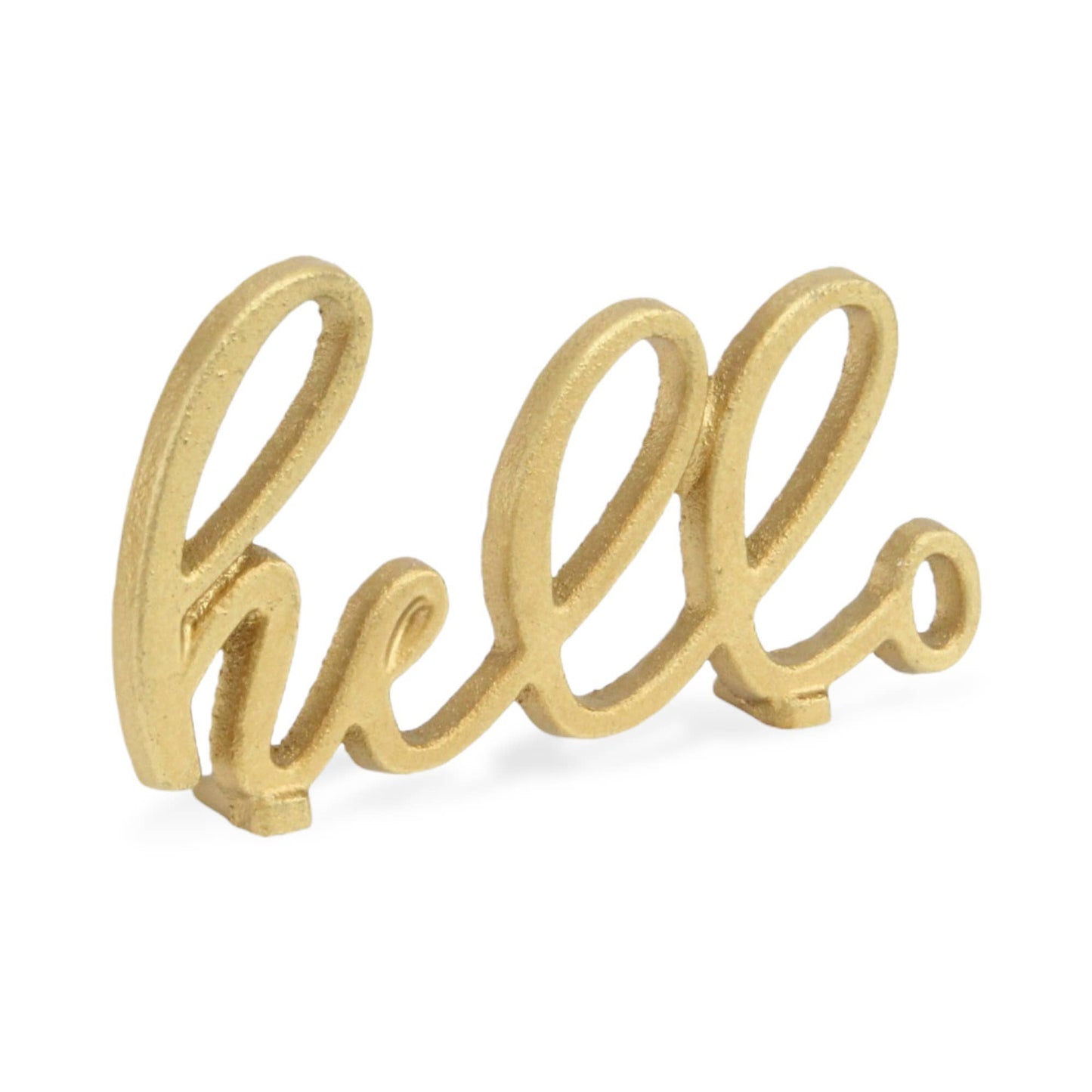 Roven Gold Cast Iron Calligraphic Hello Table Decor