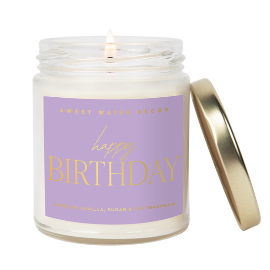 Happy Birthday 9 oz Soy Candle (Gold Foil) - Decor & Gifts