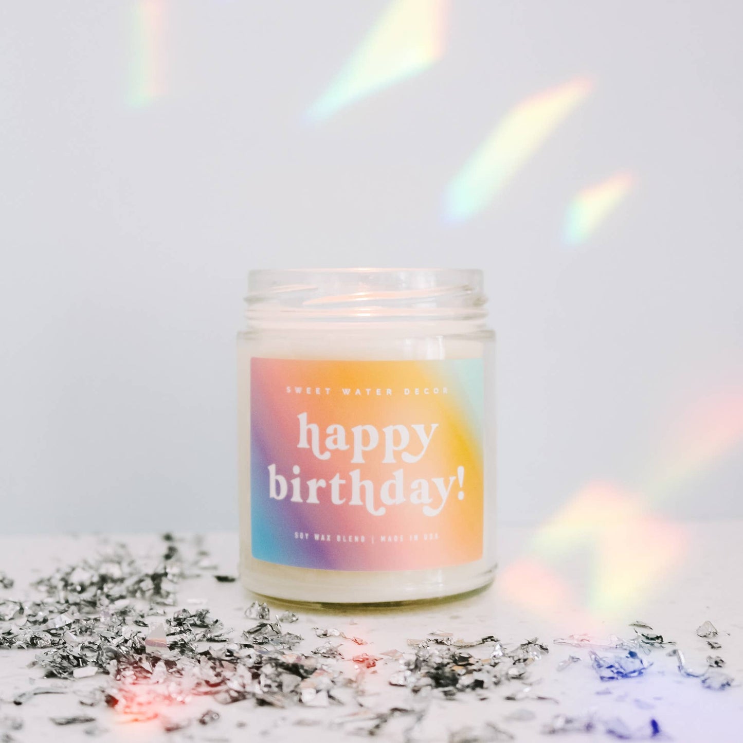 Happy Birthday Soy Candle - Clear Jar - Rainbow - 9 oz
