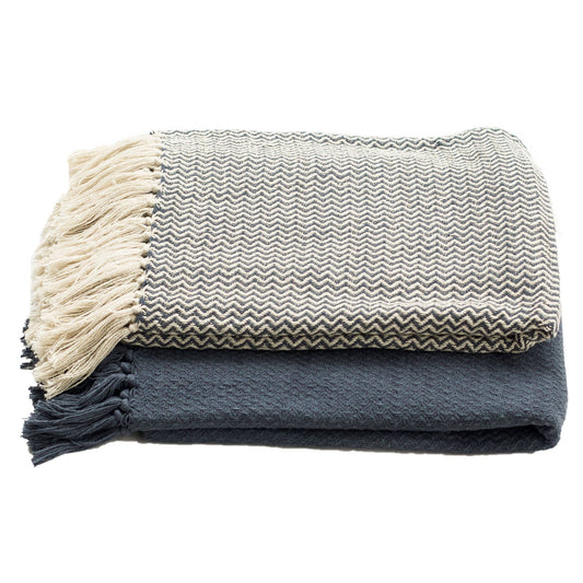 Chevron Throw | Two Piece Set SUMMER  SALE: Denim Blue