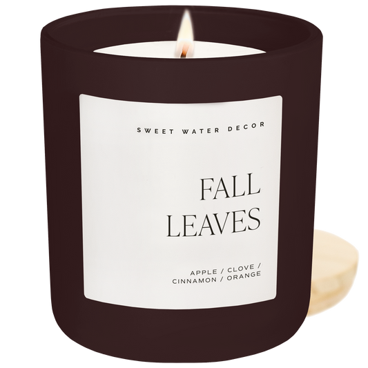 Fall Leaves 15 oz Soy Candle, Matte Jar - Fall Decor