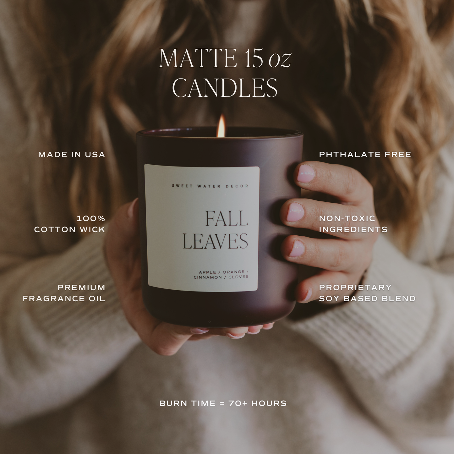 Fall Leaves 15 oz Soy Candle, Matte Jar - Fall Decor