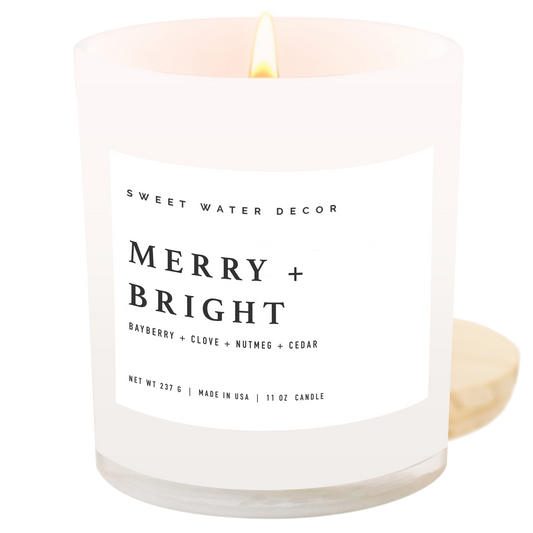 Merry and Bright 11 oz Soy Candle - Christmas Decor & Gifts