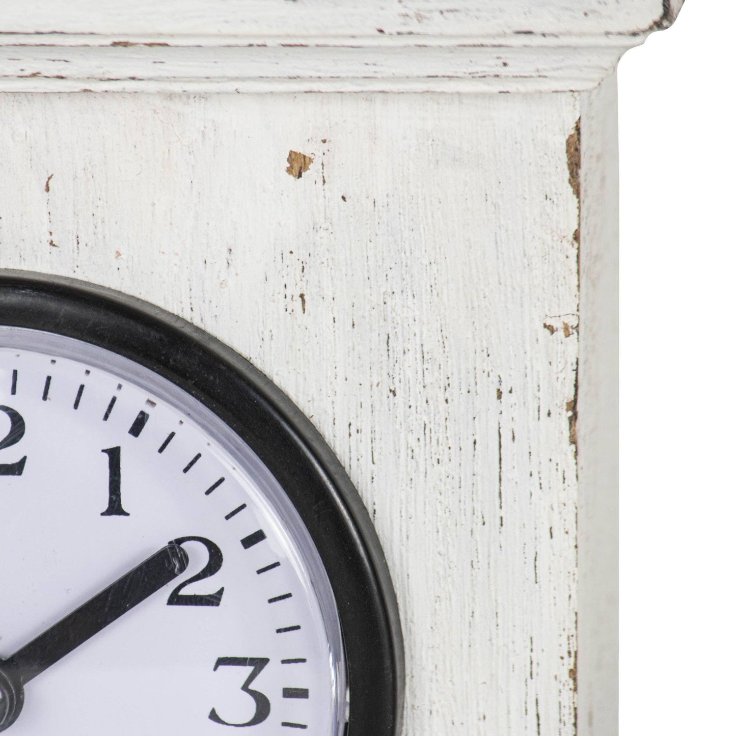 Ramona Square White Wood Tabletop Clock with Silver Accents