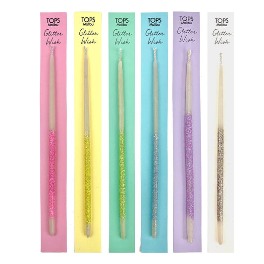Glitter Wish 6" Beeswax Candle - Singles: Multi-Color - Asst of Colors