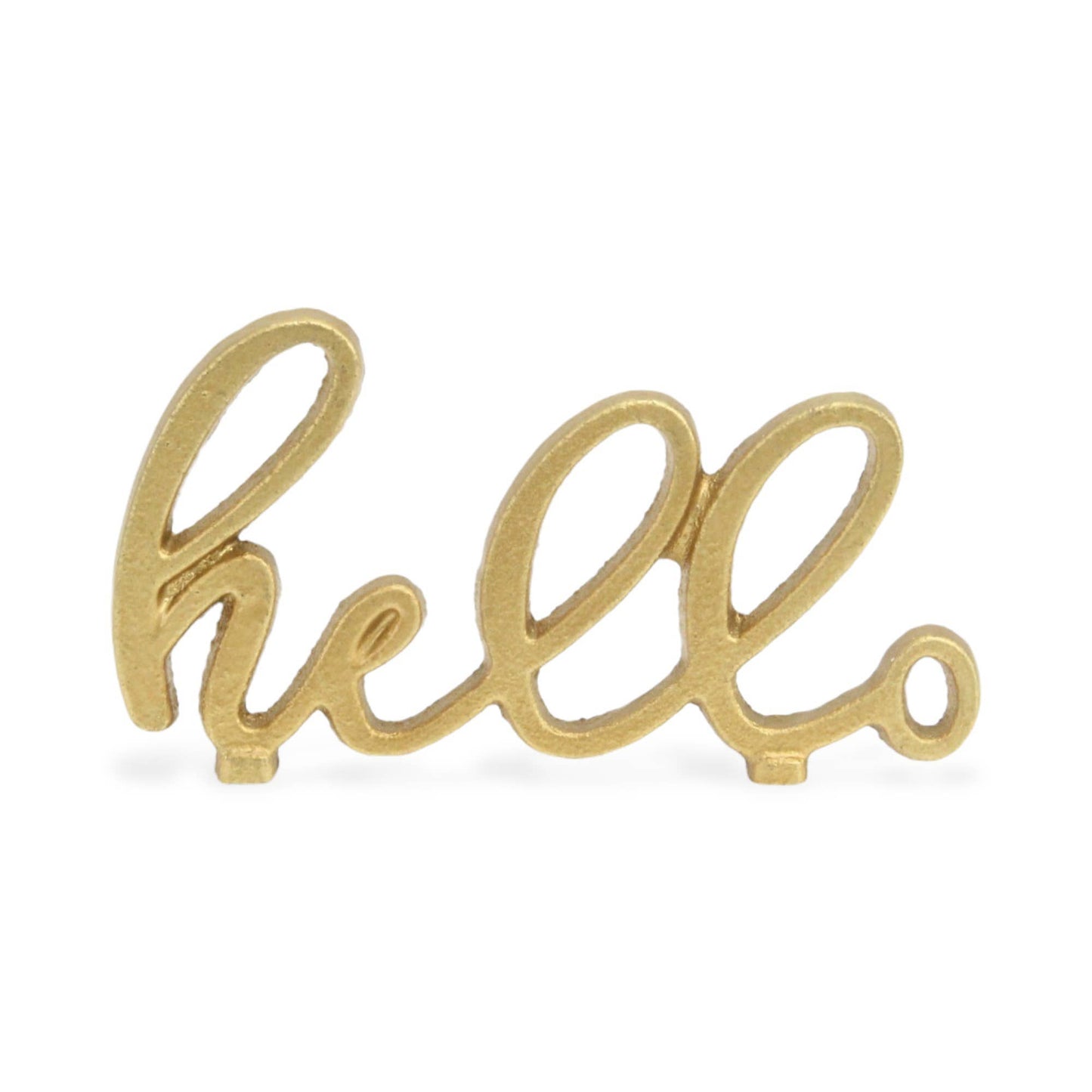 Roven Gold Cast Iron Calligraphic Hello Table Decor