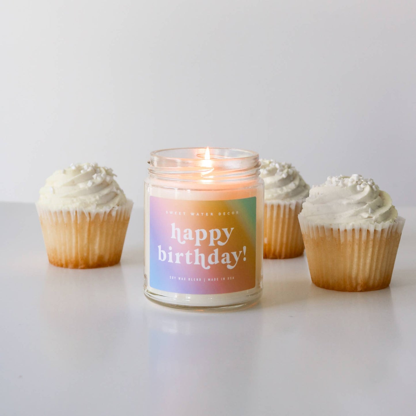 Happy Birthday Soy Candle - Clear Jar - Rainbow - 9 oz