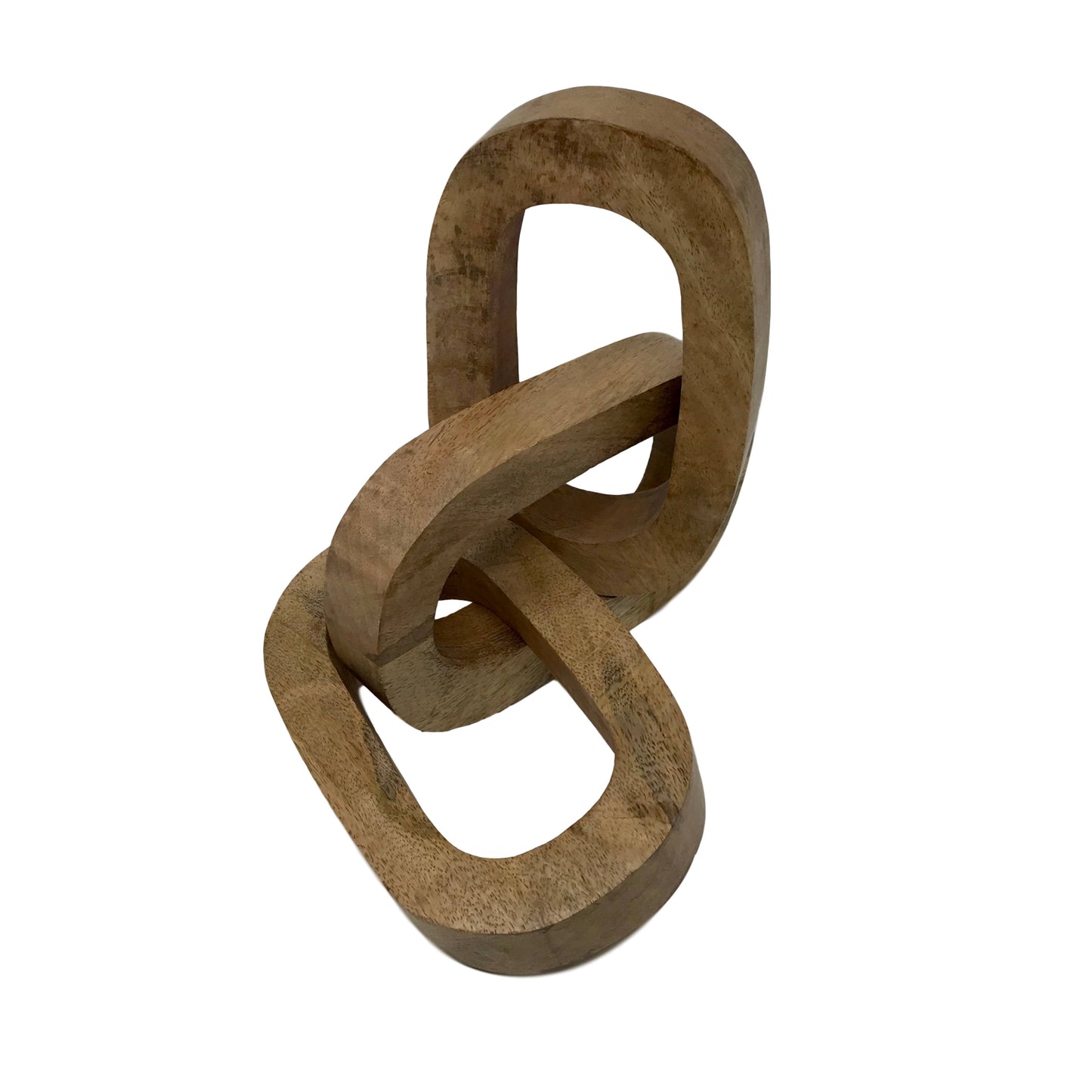 Carved Mango Wood Chain Link Table/Desk Decor-no etching