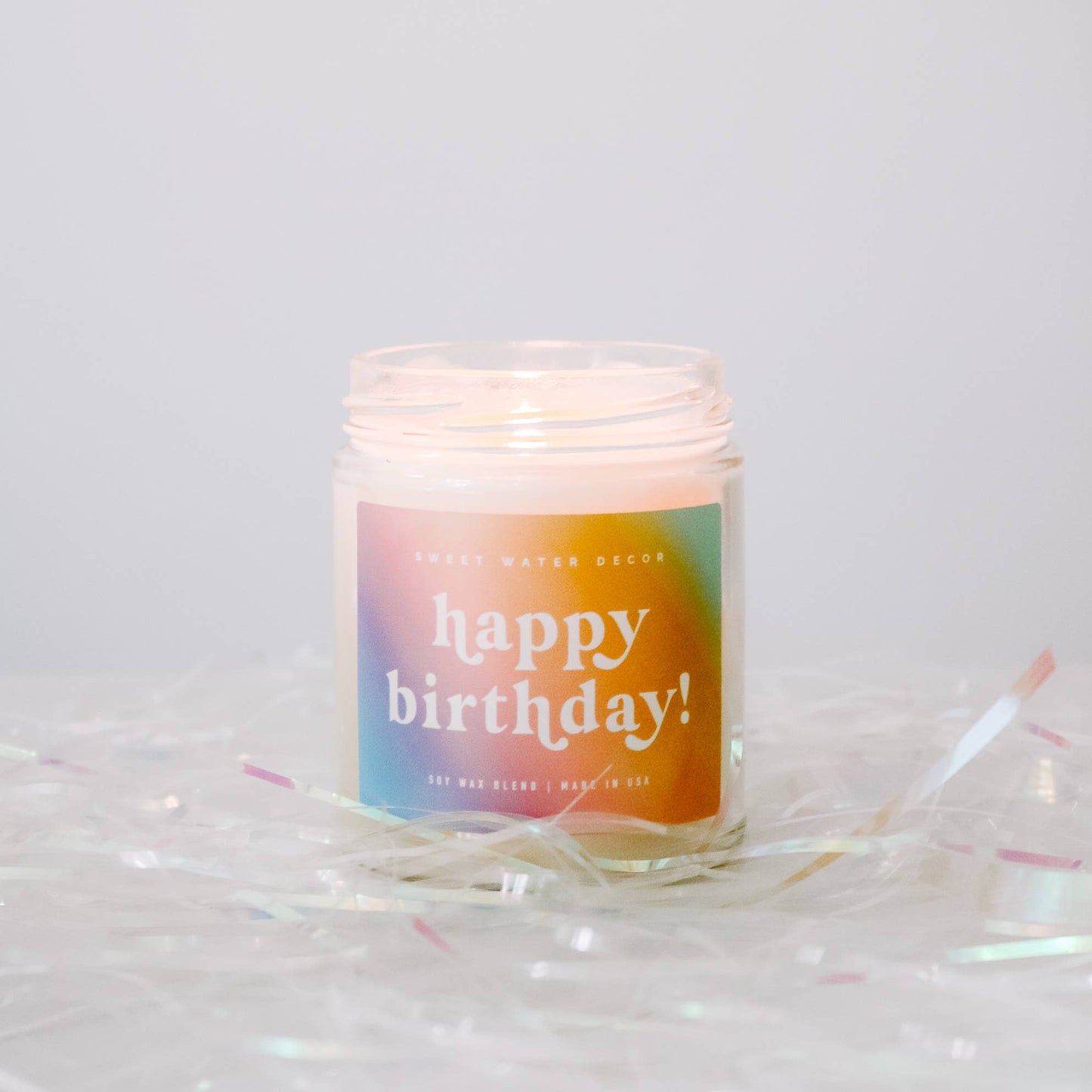Happy Birthday Soy Candle - Clear Jar - Rainbow - 9 oz