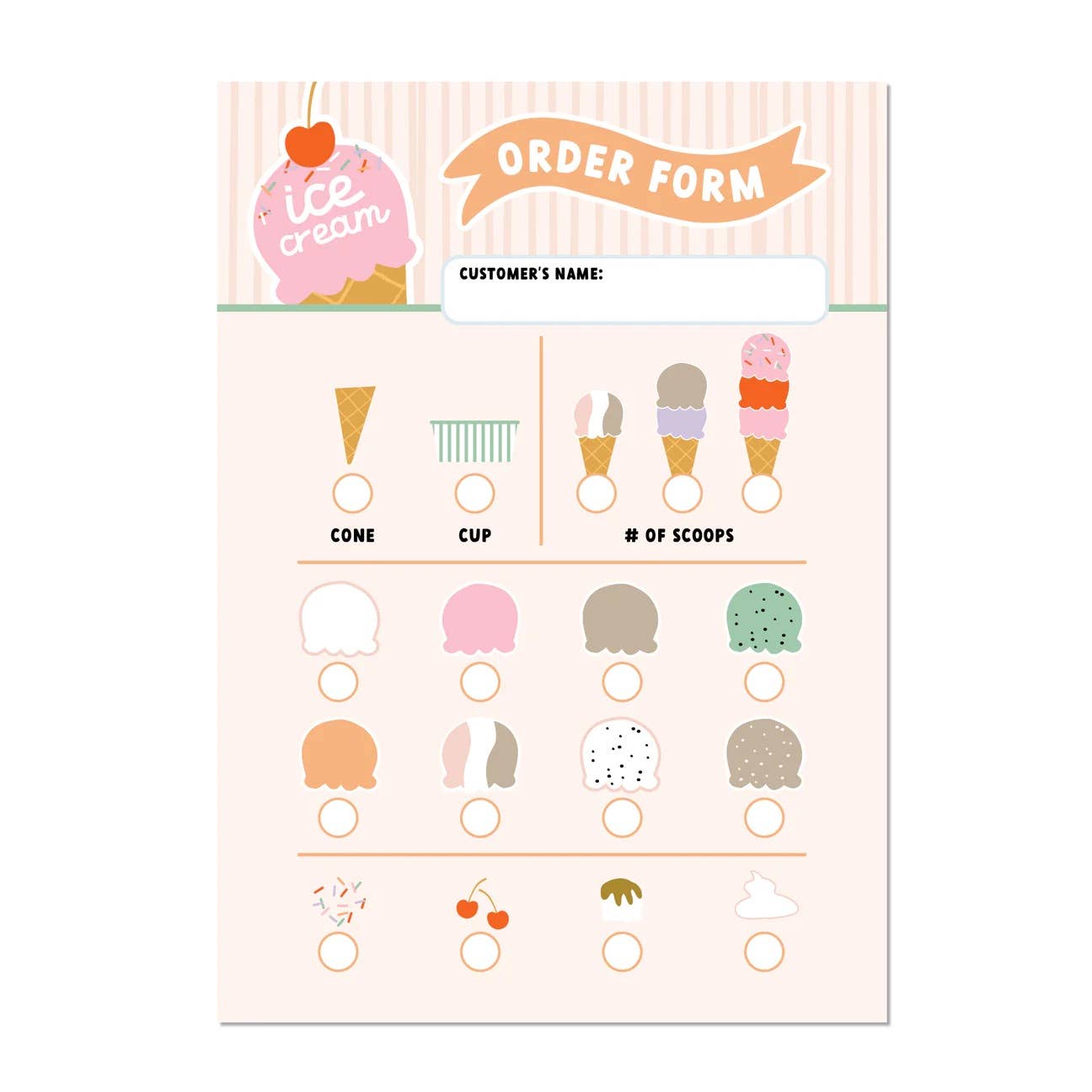 Ice Cream Shop Pretend Play Notepad - Kids Role-Playing Fun