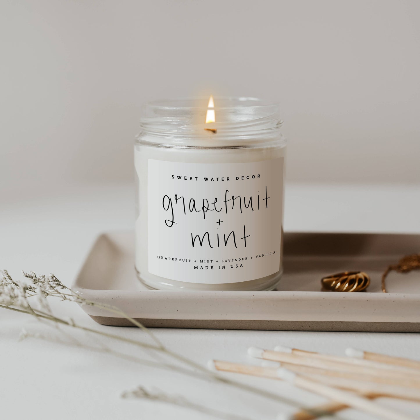 Grapefruit and Mint Soy Candle - Clear Jar - 9 oz