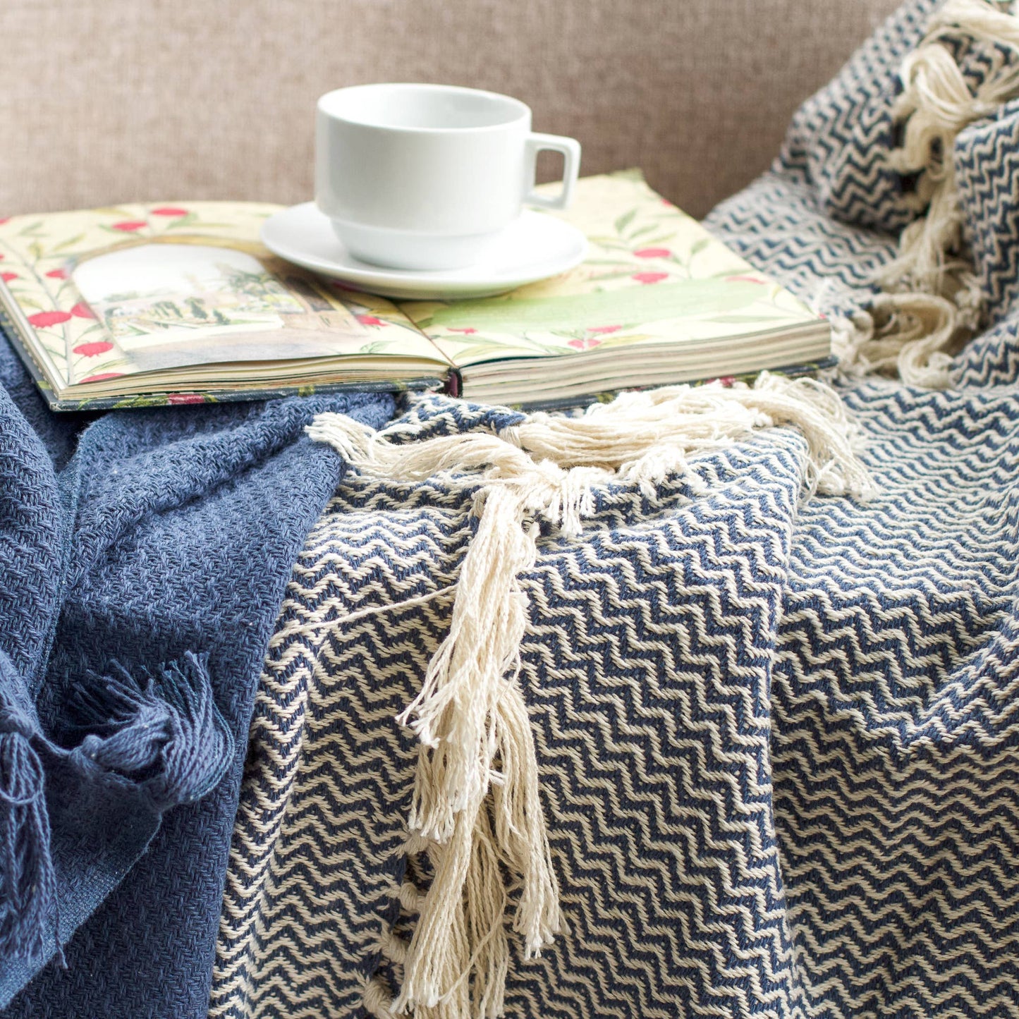 Chevron Throw | Two Piece Set SUMMER  SALE: Denim Blue