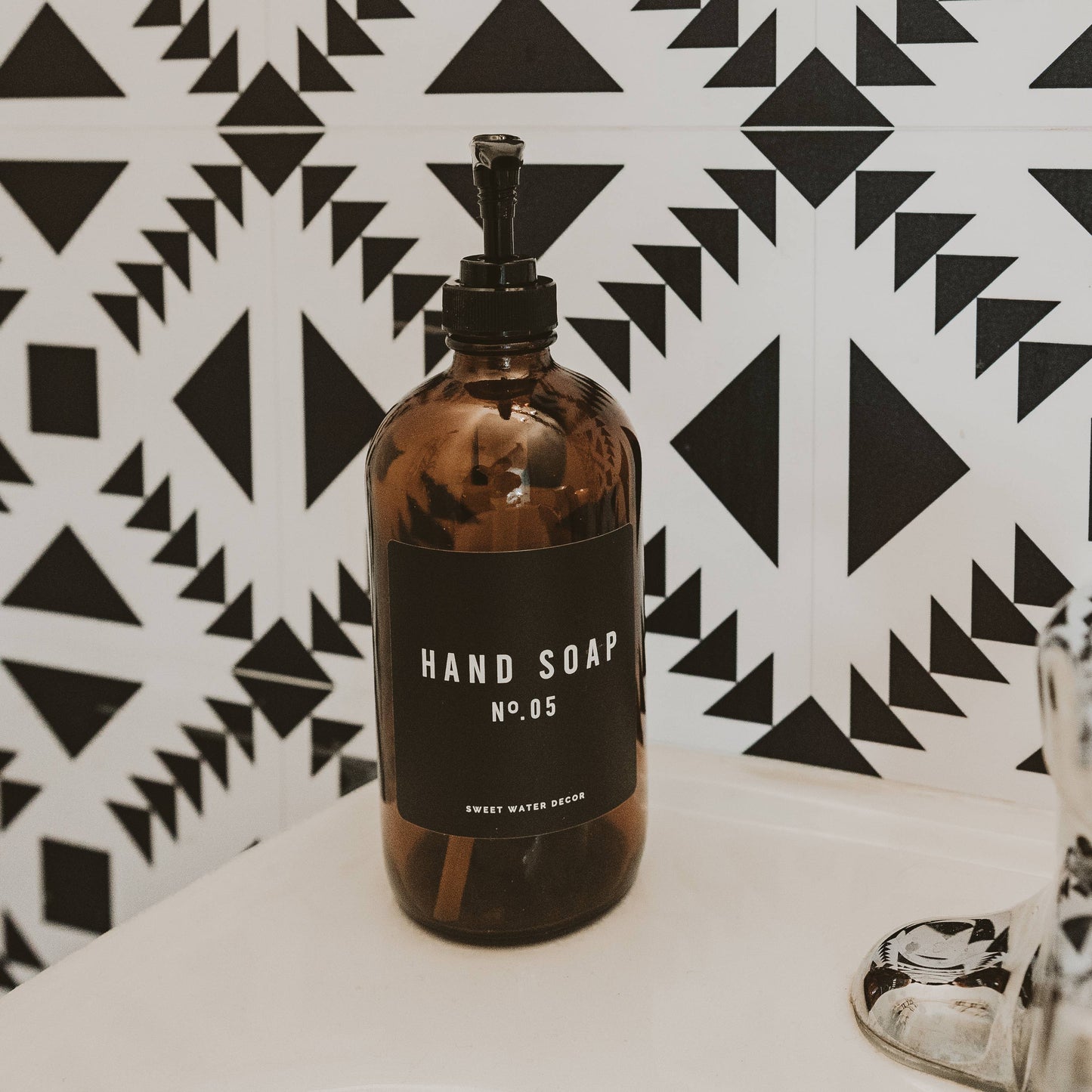 16oz Amber Glass Hand Soap Dispenser - Home Decor & Gifts