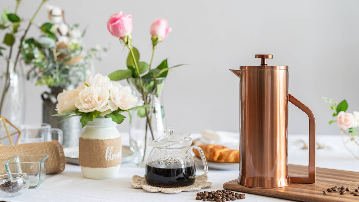 French Press Coffee Maker Double Wall Stainless Steel 1L: Black