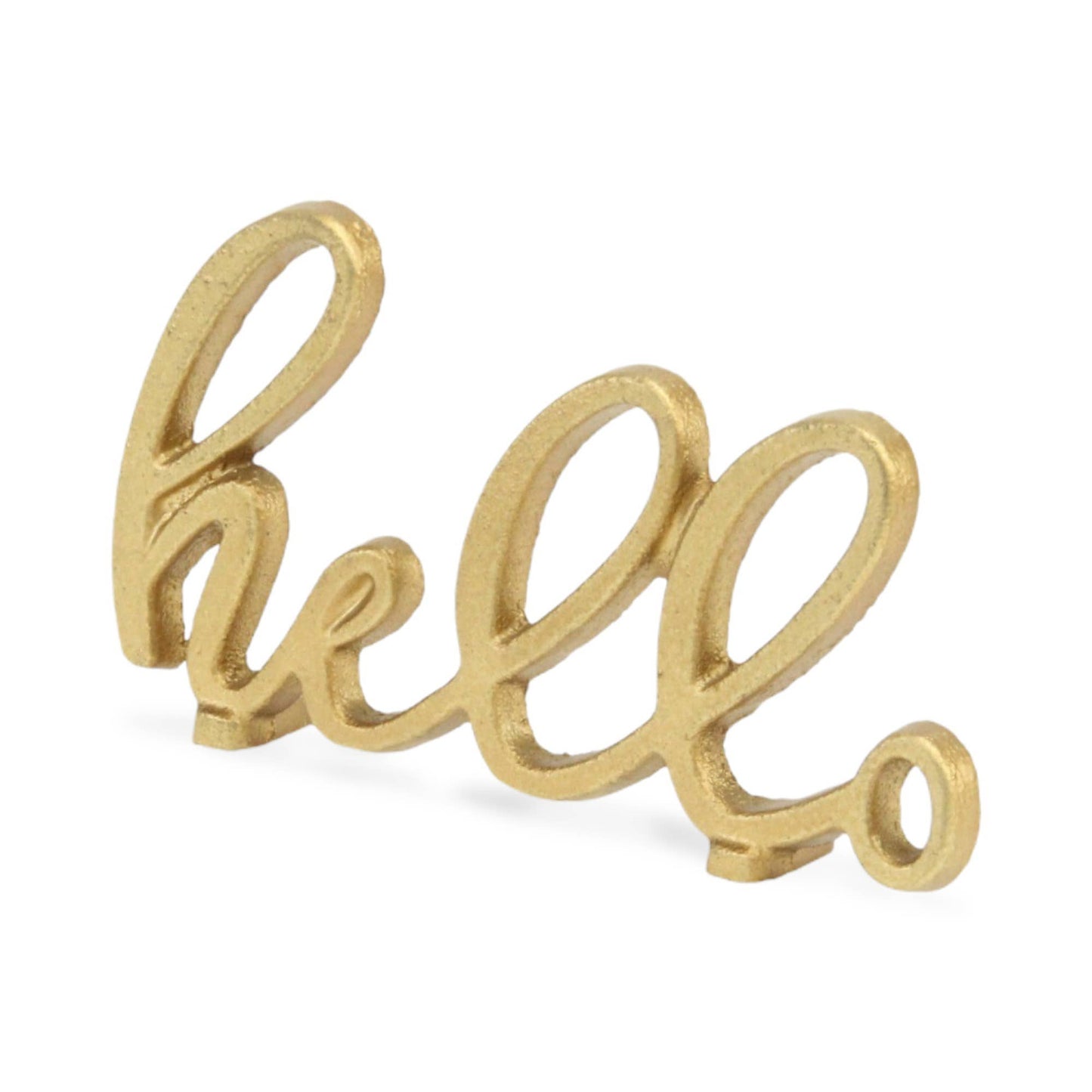 Roven Gold Cast Iron Calligraphic Hello Table Decor