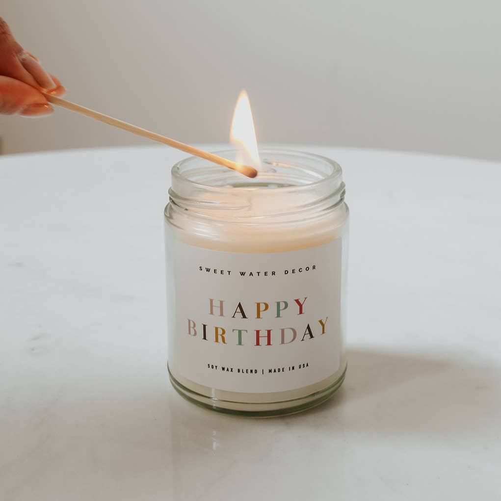 Happy Birthday Soy Candle - Clear Jar - 9 oz