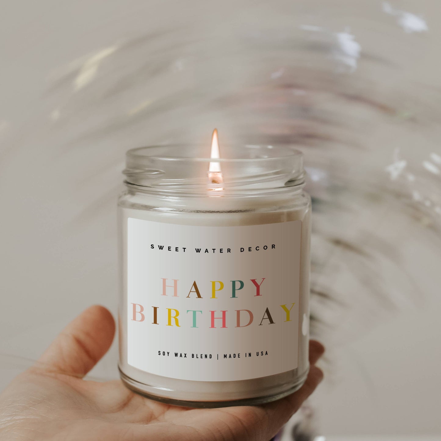 Happy Birthday Soy Candle - Clear Jar - 9 oz