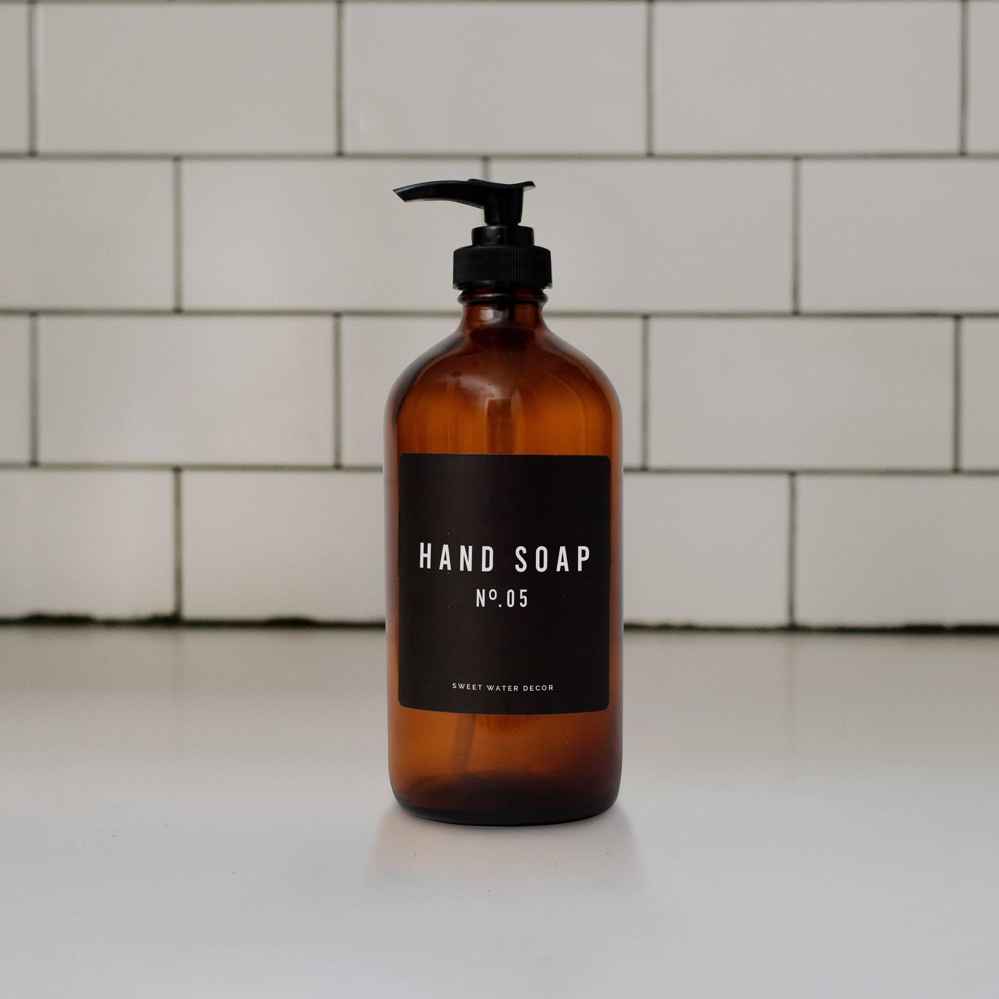 16oz Amber Glass Hand Soap Dispenser - Home Decor & Gifts