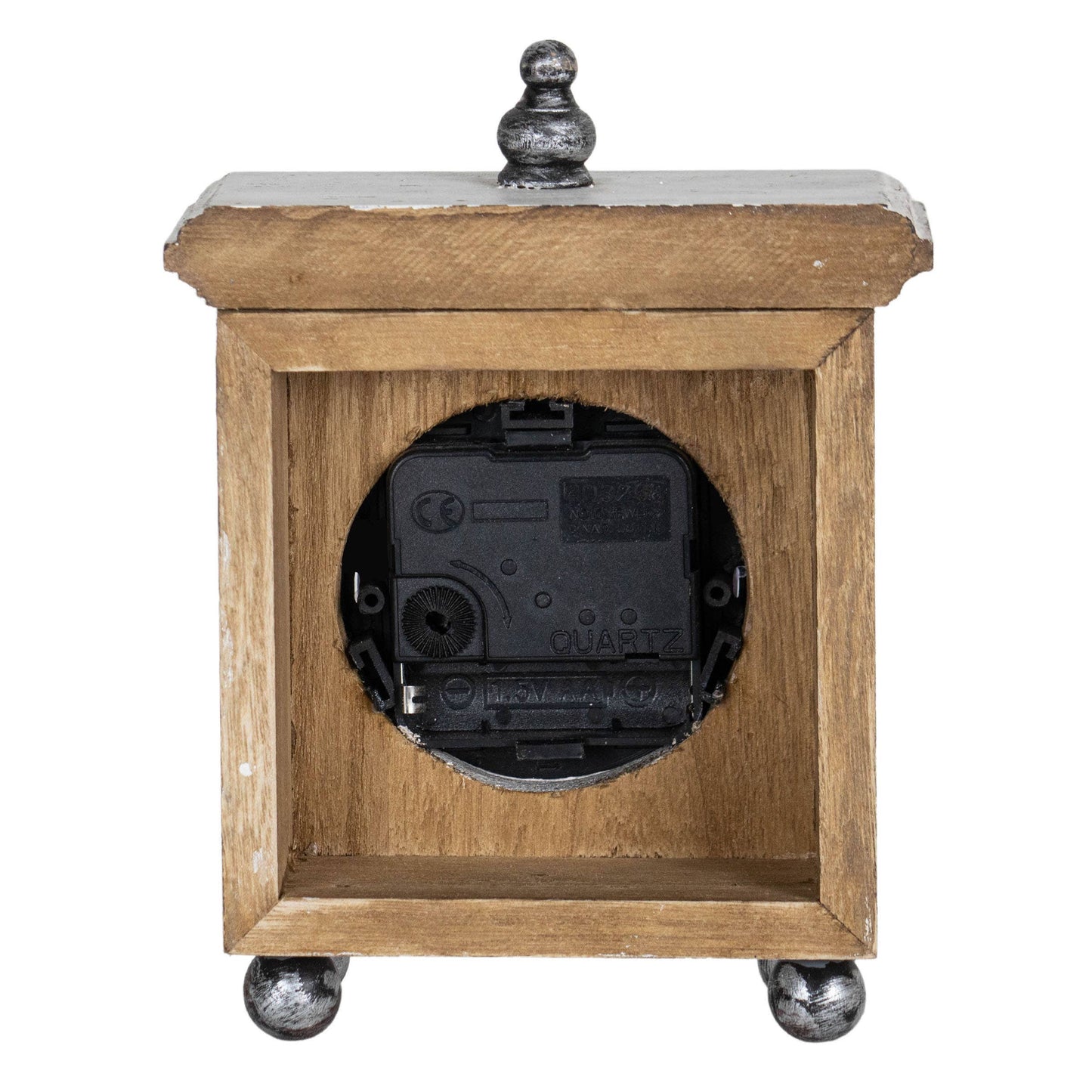 Ramona Square White Wood Tabletop Clock with Silver Accents