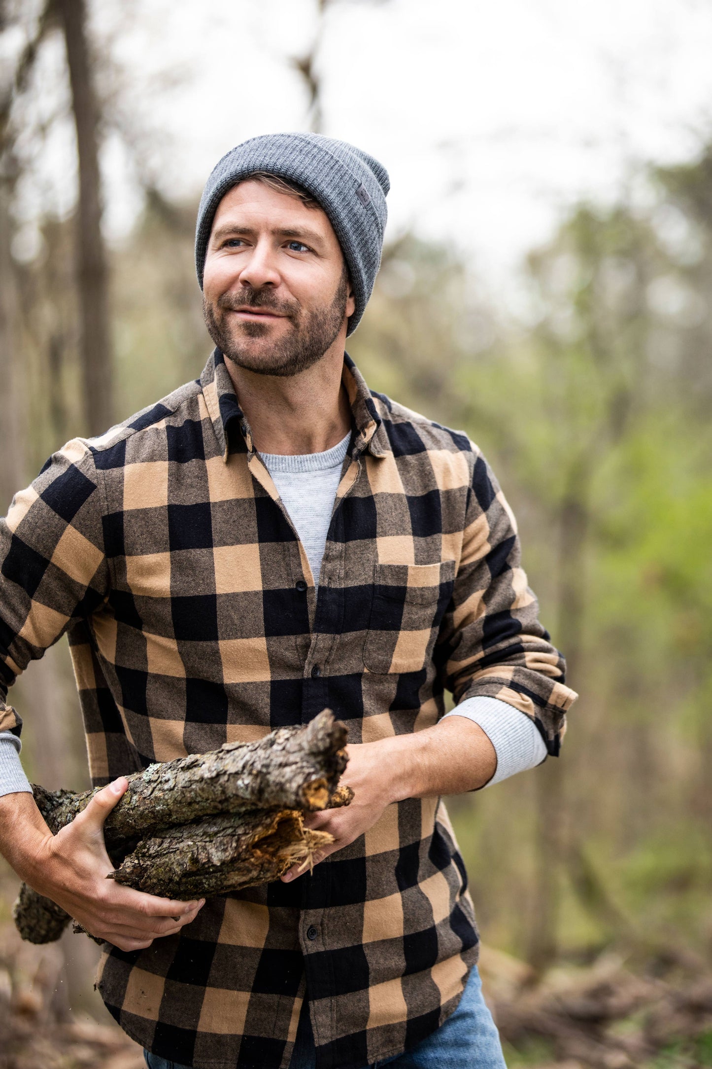 Britt's Knits Men's Craftsman Beanie Open Stock: Grey