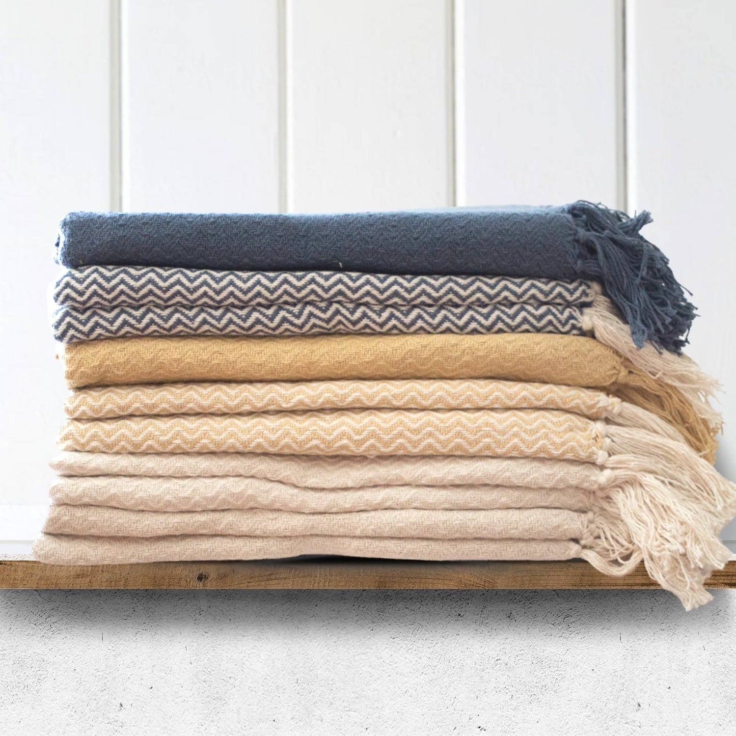Chevron Throw | Two Piece Set SUMMER  SALE: Denim Blue