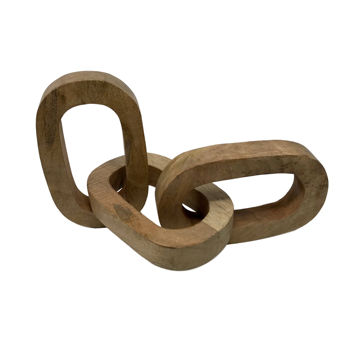 Carved Mango Wood Chain Link Table/Desk Decor-no etching