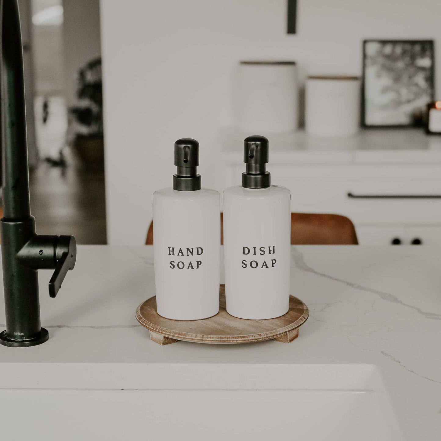 15oz White Stoneware Dish Soap Dispenser- Home Decor & Gifts