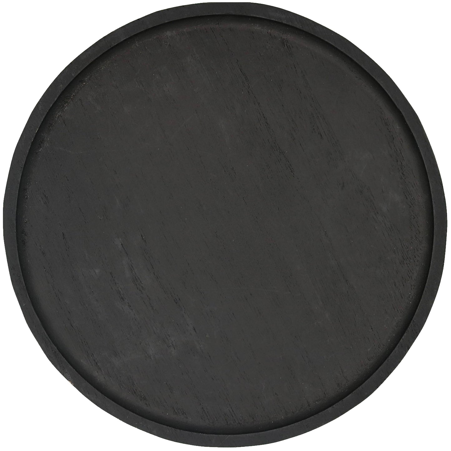 Large Black Round Wood Tray