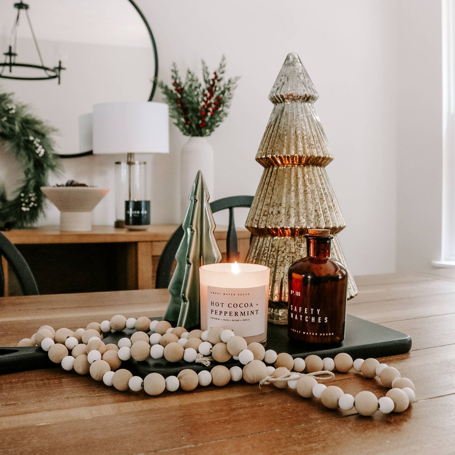 Hot Cocoa and Peppermint 11 oz Soy Candle - Holiday Decor