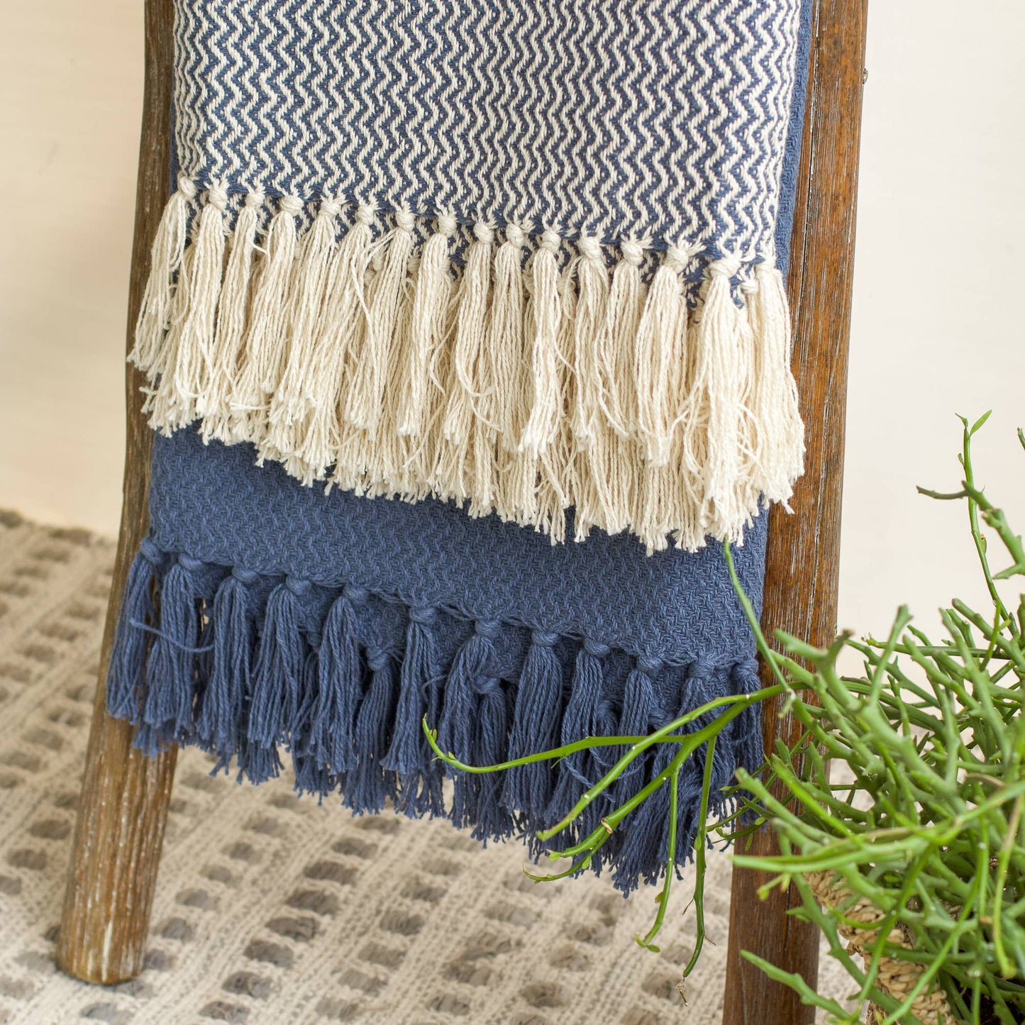Chevron Throw | Two Piece Set SUMMER  SALE: Denim Blue
