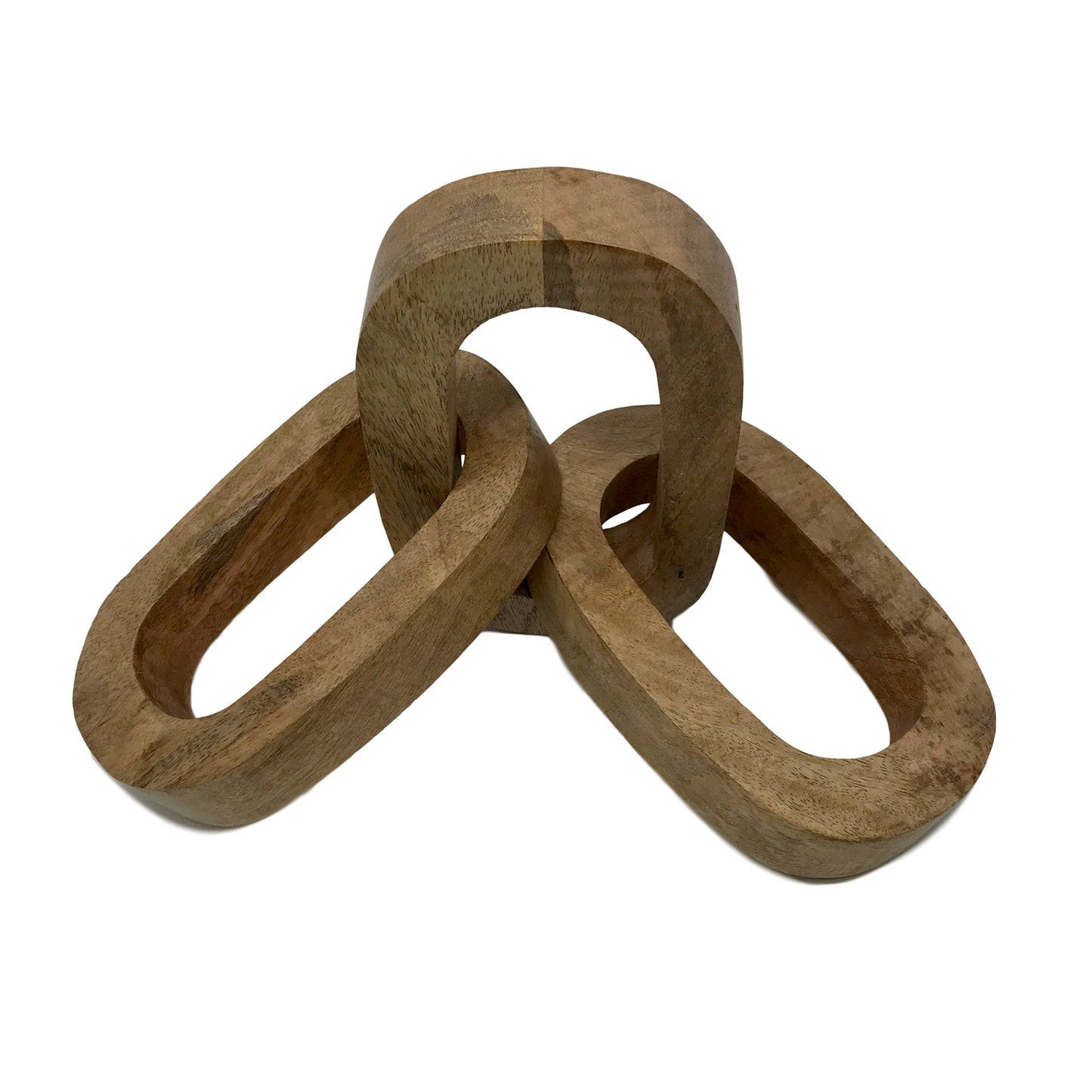 Carved Mango Wood Chain Link Table/Desk Decor-no etching