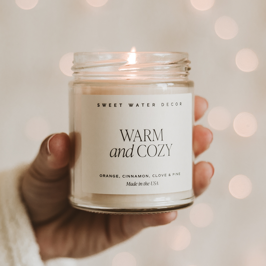 Warm and Cozy 9 oz Soy Candle - Christmas Decor & Gifts