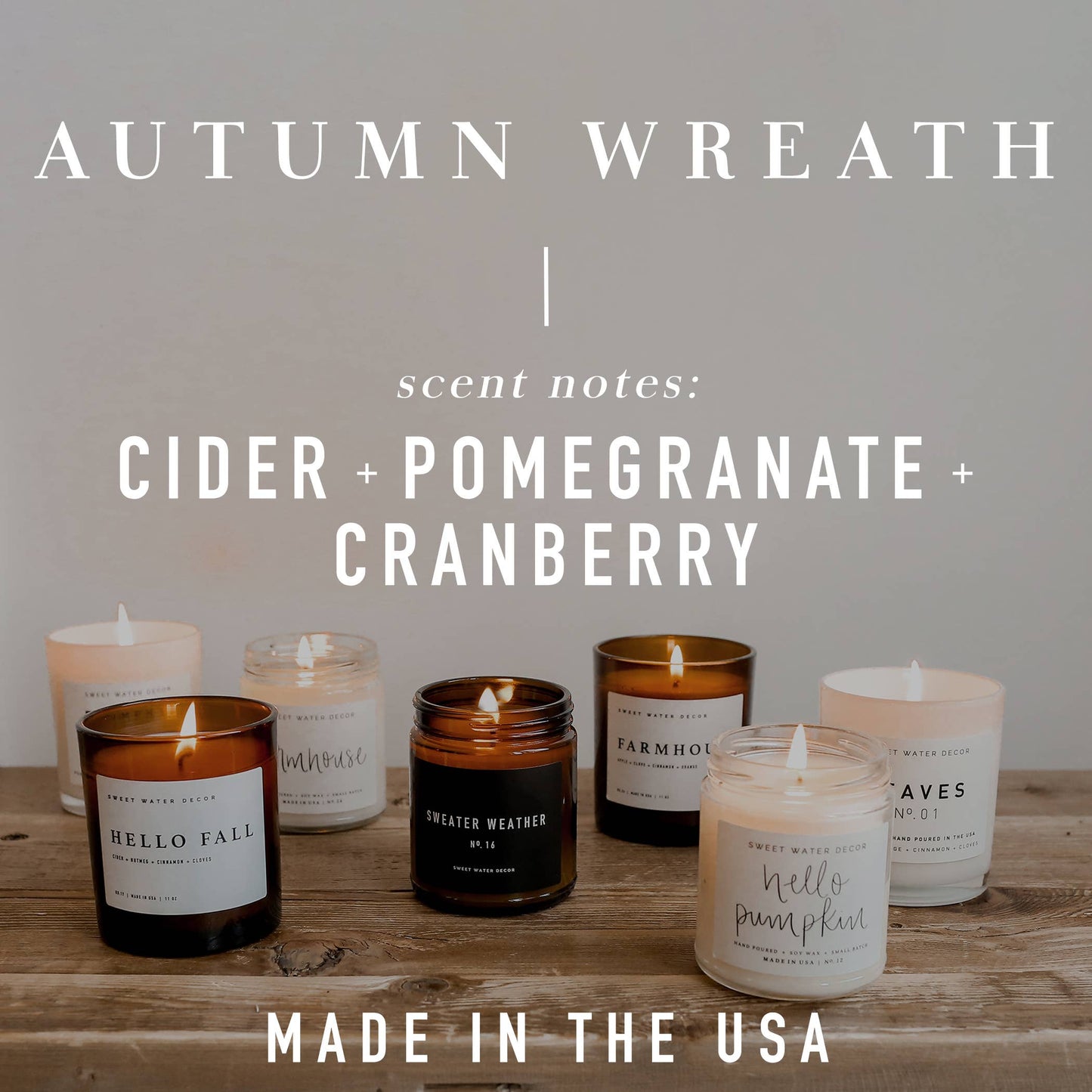 Autumn Wreath Soy Candle - Amber Jar - 11 oz