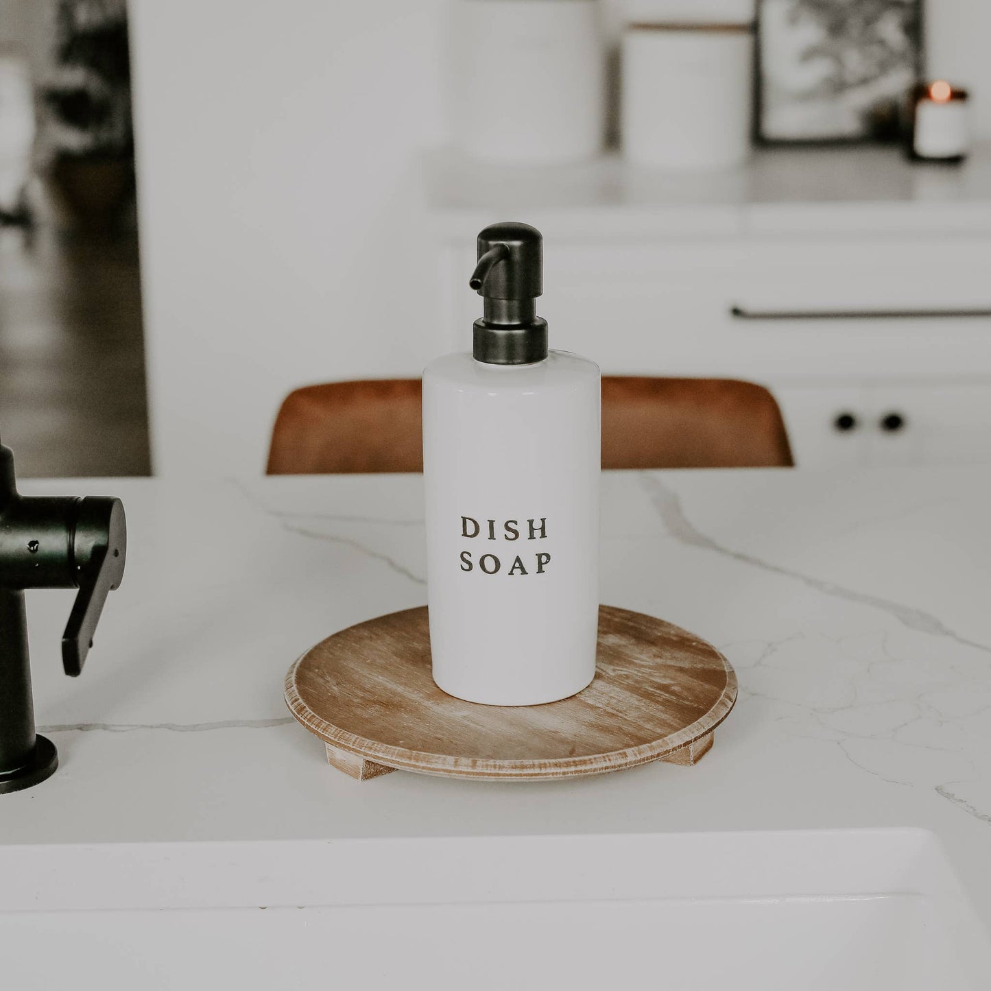 15oz White Stoneware Dish Soap Dispenser- Home Decor & Gifts
