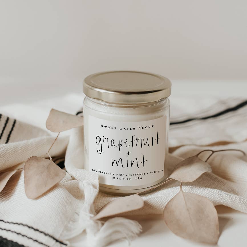 Grapefruit and Mint Soy Candle - Clear Jar - 9 oz