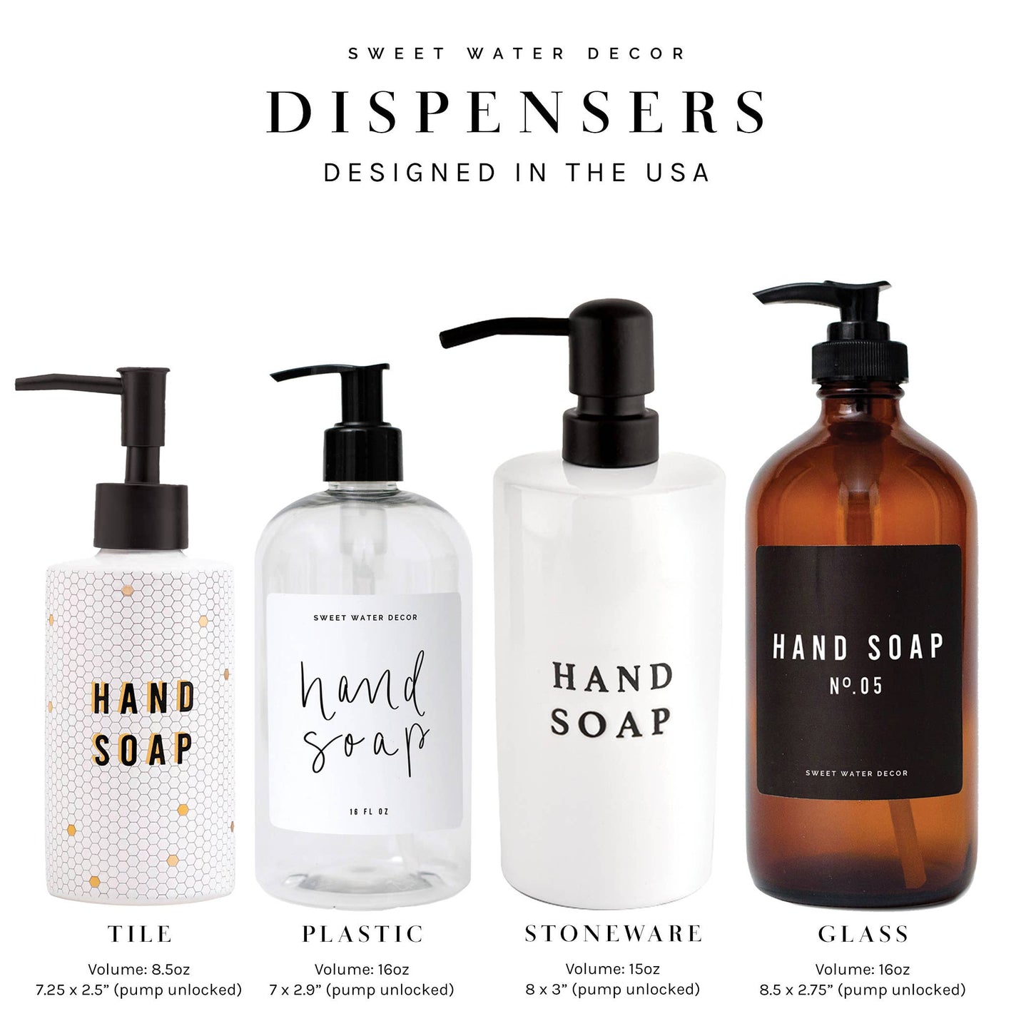16oz Amber Glass Hand Soap Dispenser - Home Decor & Gifts