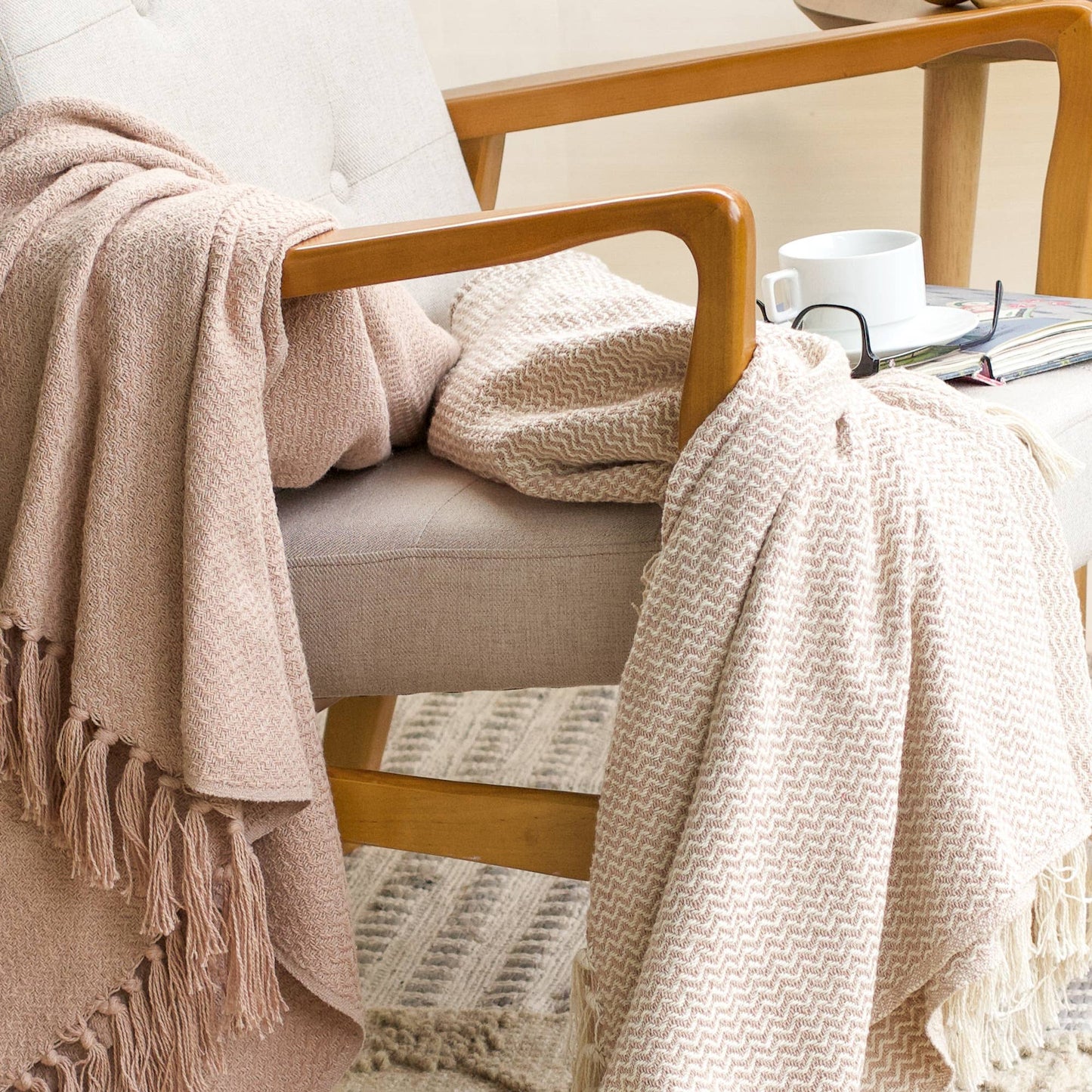Chevron Throw | Two Piece Set SUMMER  SALE: Denim Blue