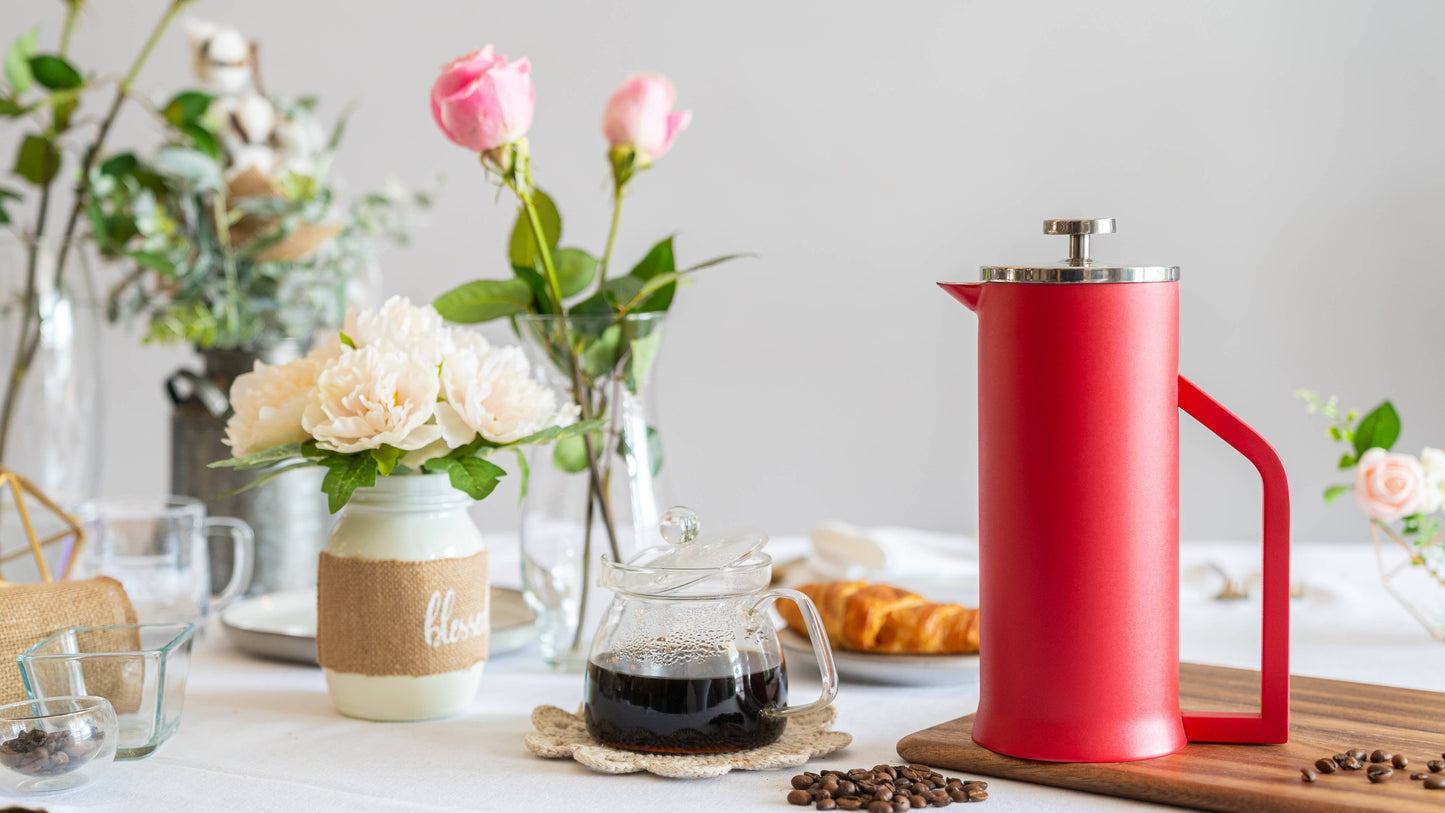 French Press Coffee Maker Double Wall Stainless Steel 1L: Black