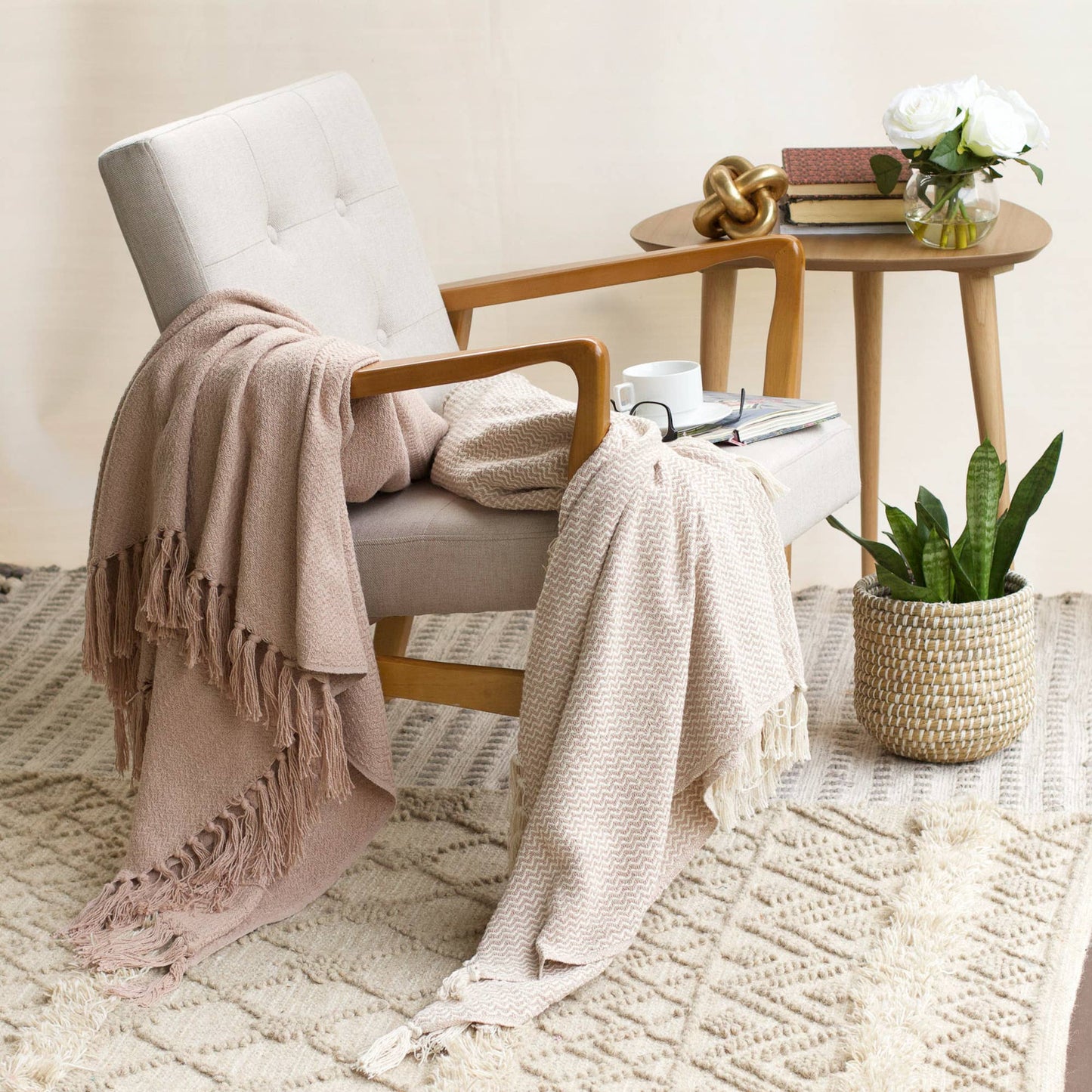 Chevron Throw | Two Piece Set SUMMER  SALE: Denim Blue